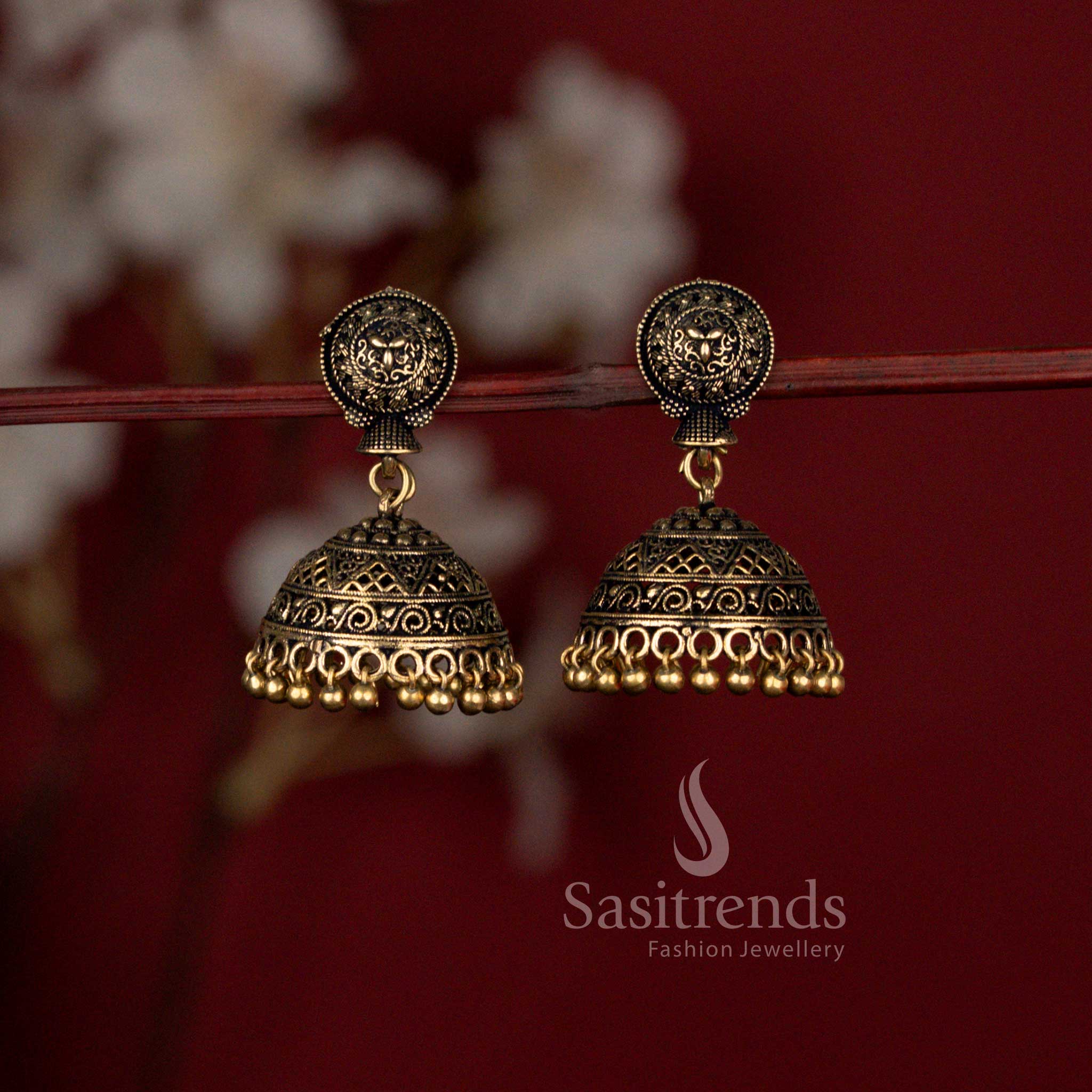 Niranjana Traditional Jhumka Earrings For Ethnic Wear - Sasitrends - Image 2
