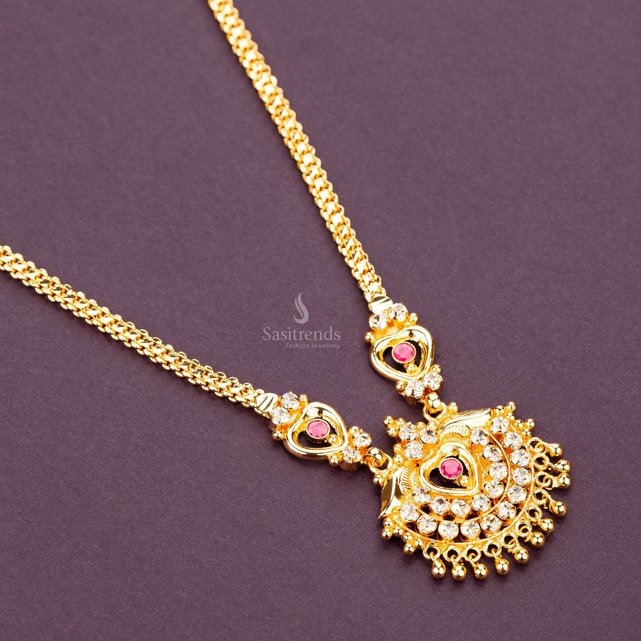 Traditional One Gram Micro Gold Plated AD Stone Necklace - Sasitrends - Image 5