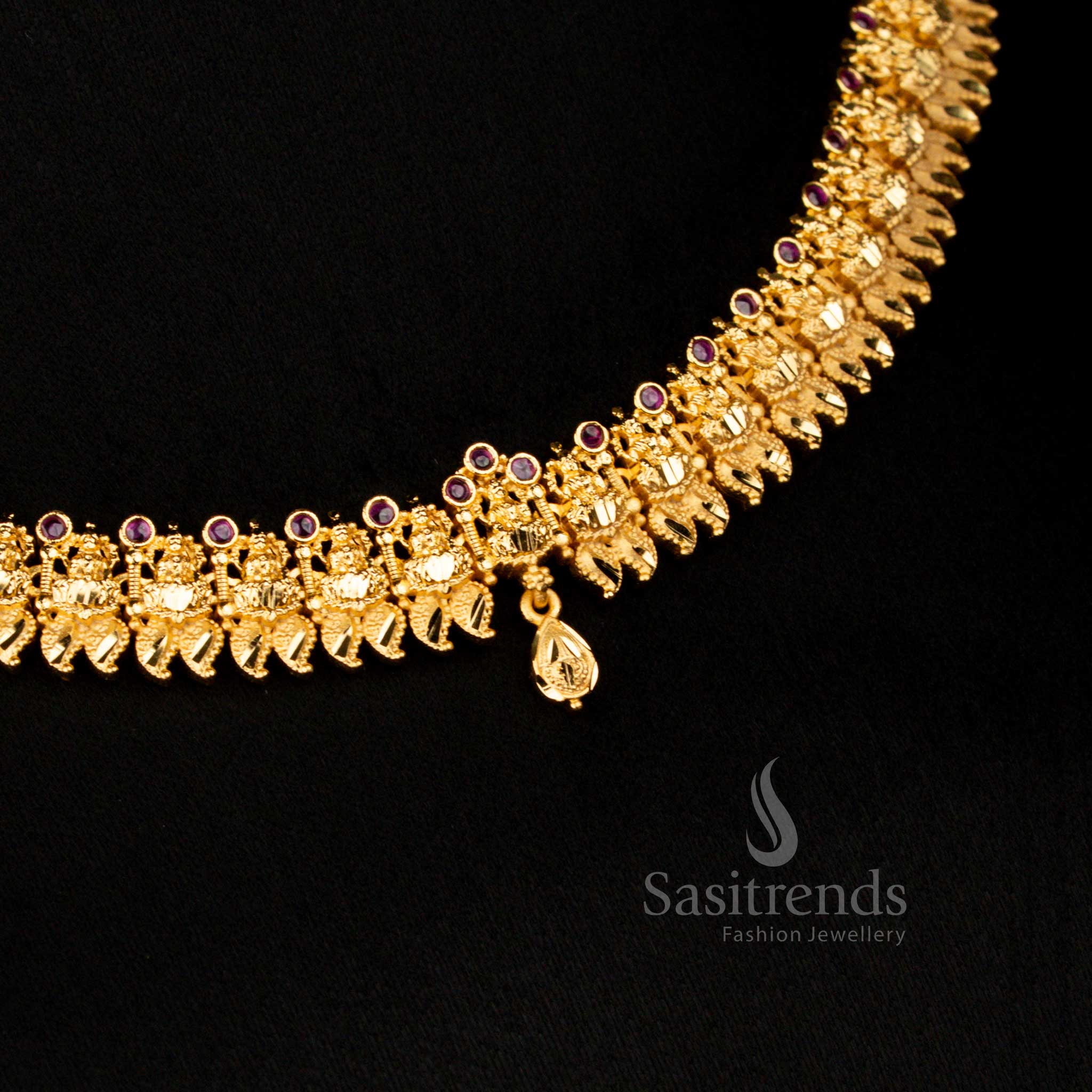 Vibrant Collections of Forming Micro Gold Plated Necklace Jewellery Set with Stones for Weddings & Parties - Image 3
