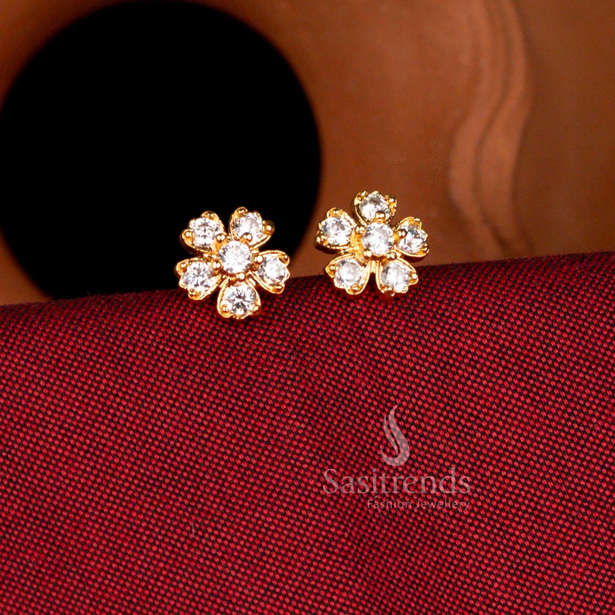Impon Guaranteed Micro Gold Plated Round Stone Heart Floral Earrings – One Gram Jewellery - Image 4