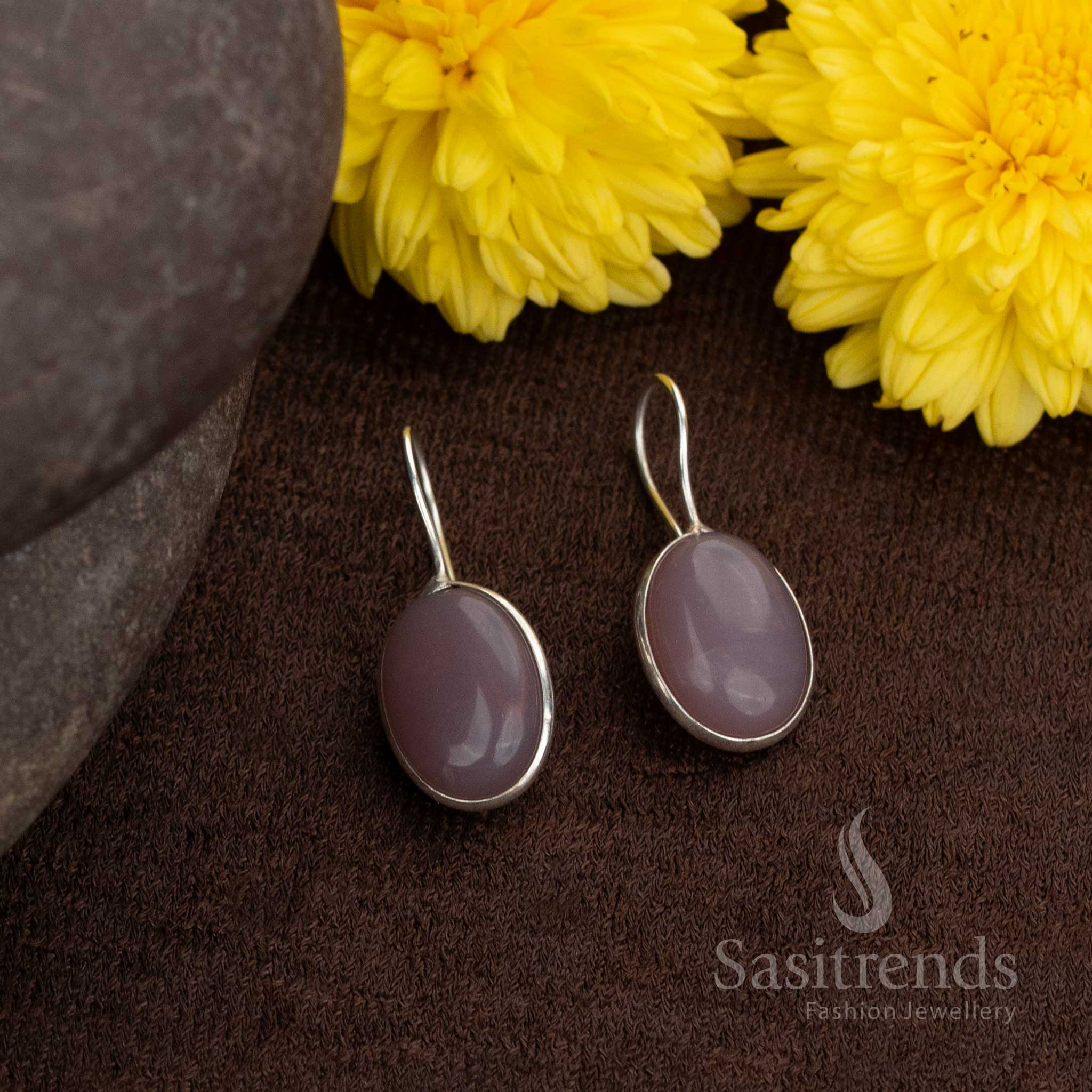 Oxidised Round Natural Stone Earrings - Great For College And Daily Styling - Sasitrends - Image 9
