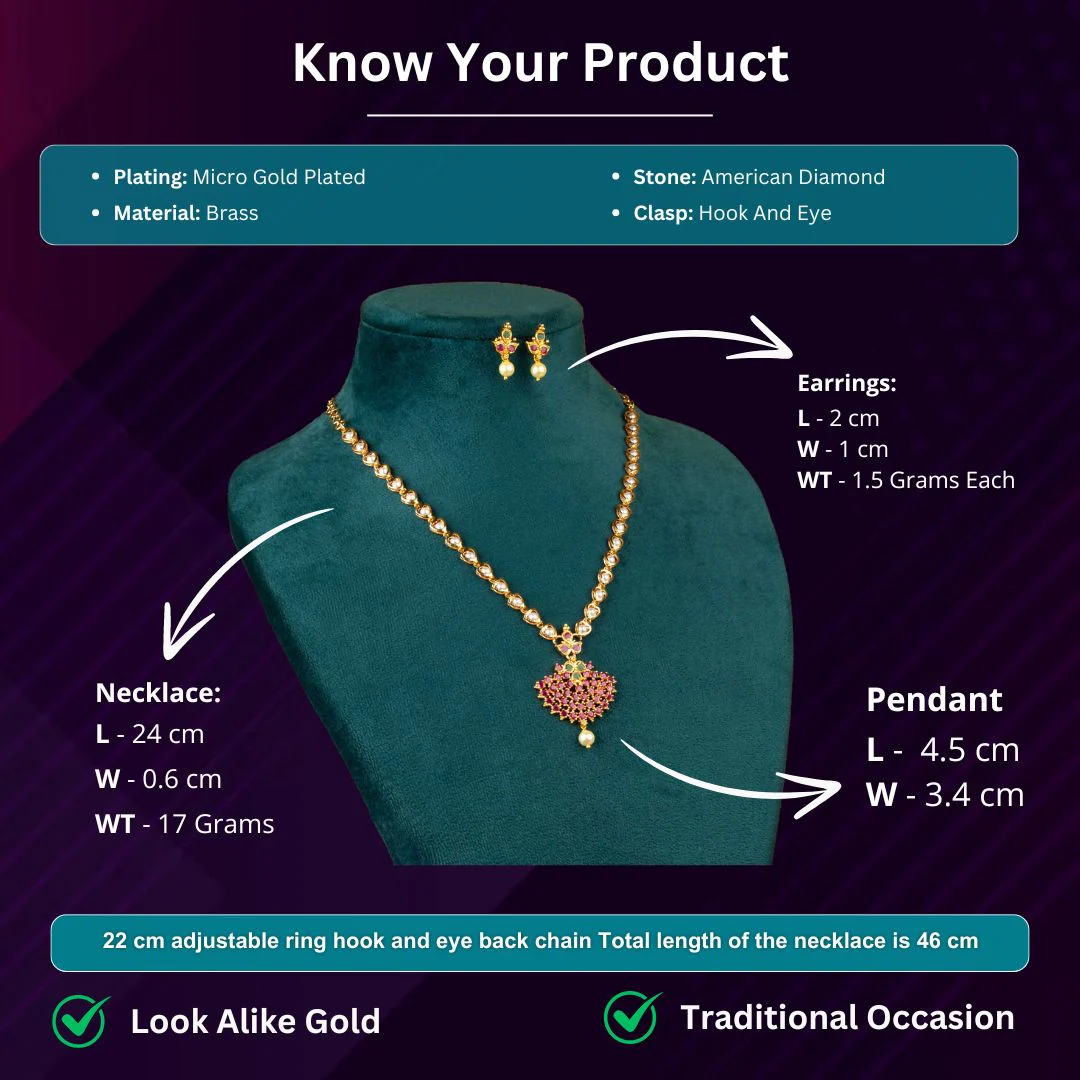 Exquisite Floral Charm: Micro Gold Plated Pearl Necklace Jewellery Set | Sasitrends - Image 5