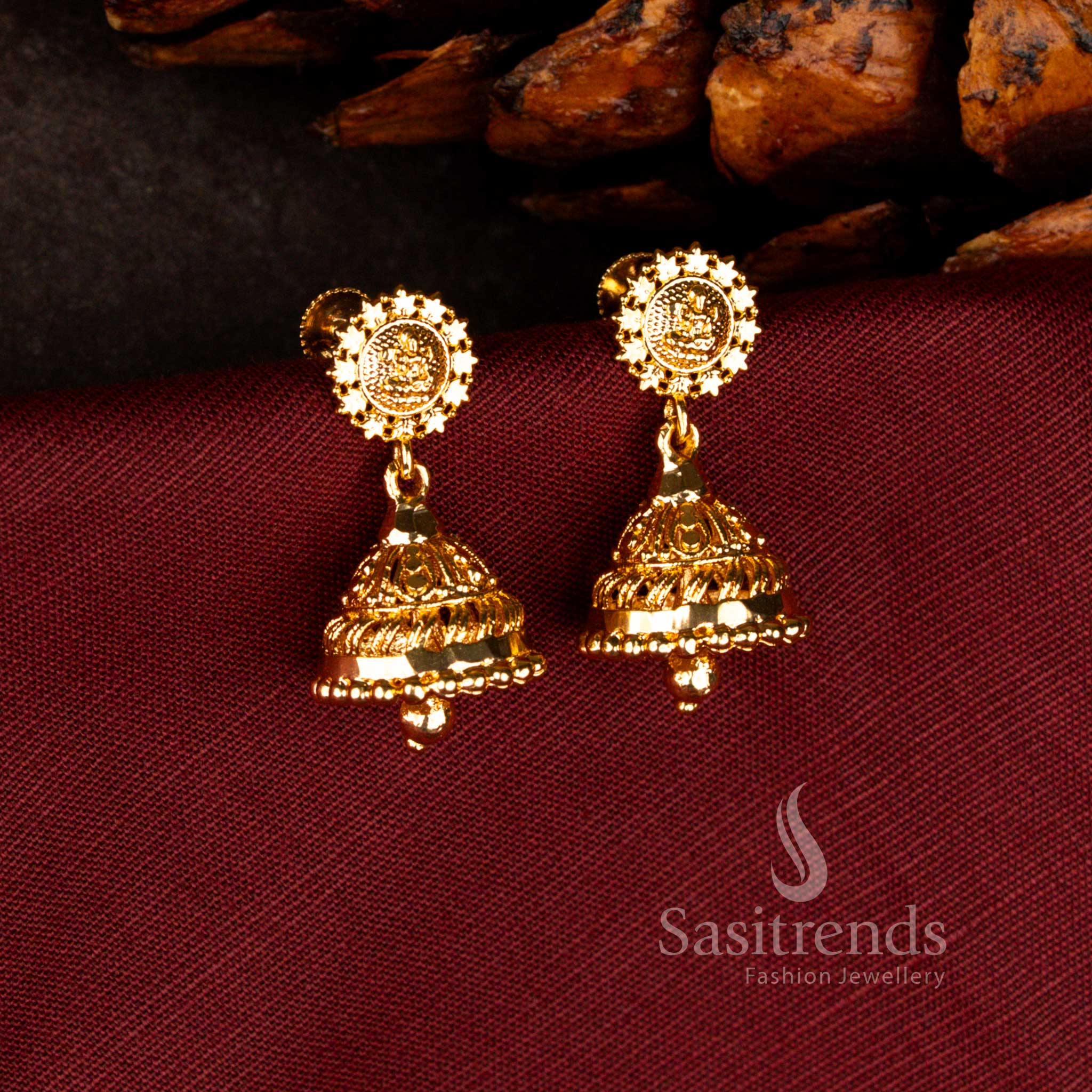 Guaranteed 24 Carat Micro Gold Plated Traditional Jhumka Earrings Collection | Real Gold Look Temple Style Bridal & Festive Wear - Image 2