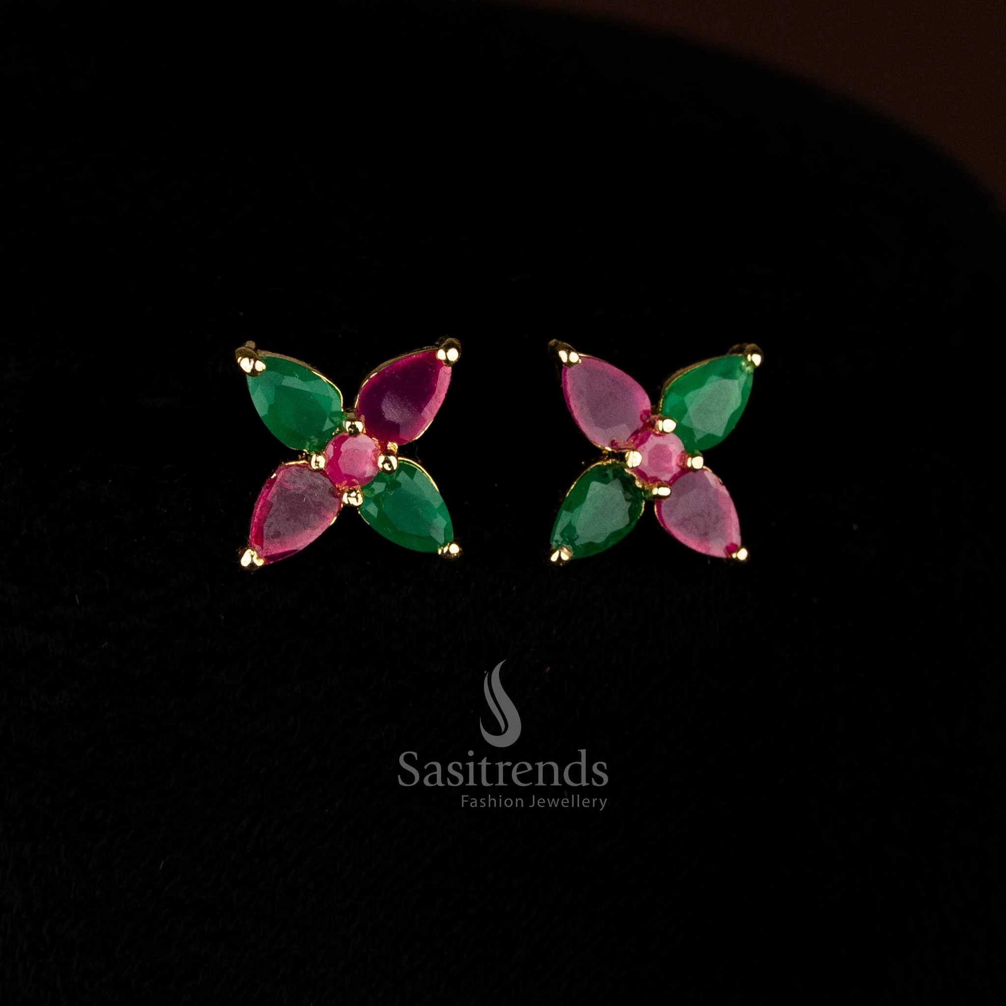 Guaranteed Elegant 24K Micro Gold Plated Floral Petal Stud Earrings with Pearl Centre - Image 3