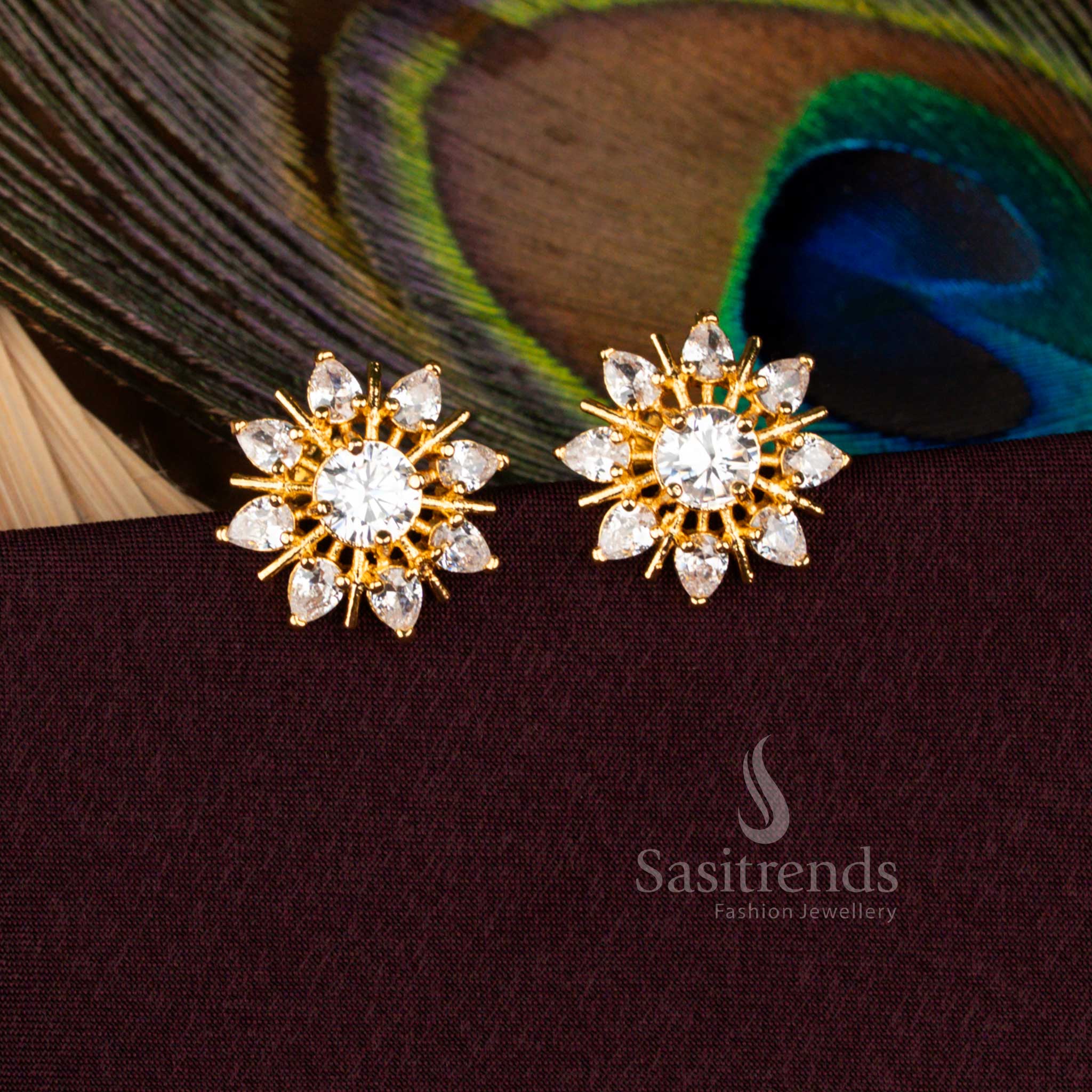 Regal Guaranteed Micro Gold Plated Traditional Floral Teardrop Stud Earrings - Image 3