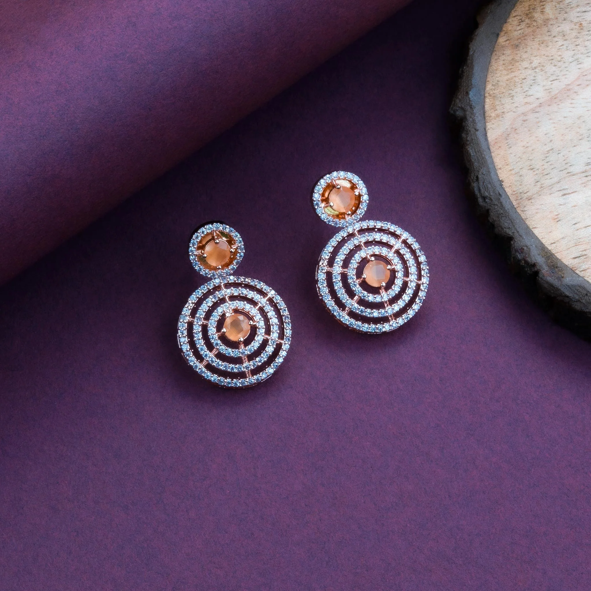 Gorgeous Party Wear Rhodium Silver Plated Earrings with Stunning Circle Pattern and American Diamond Stones - Image 13