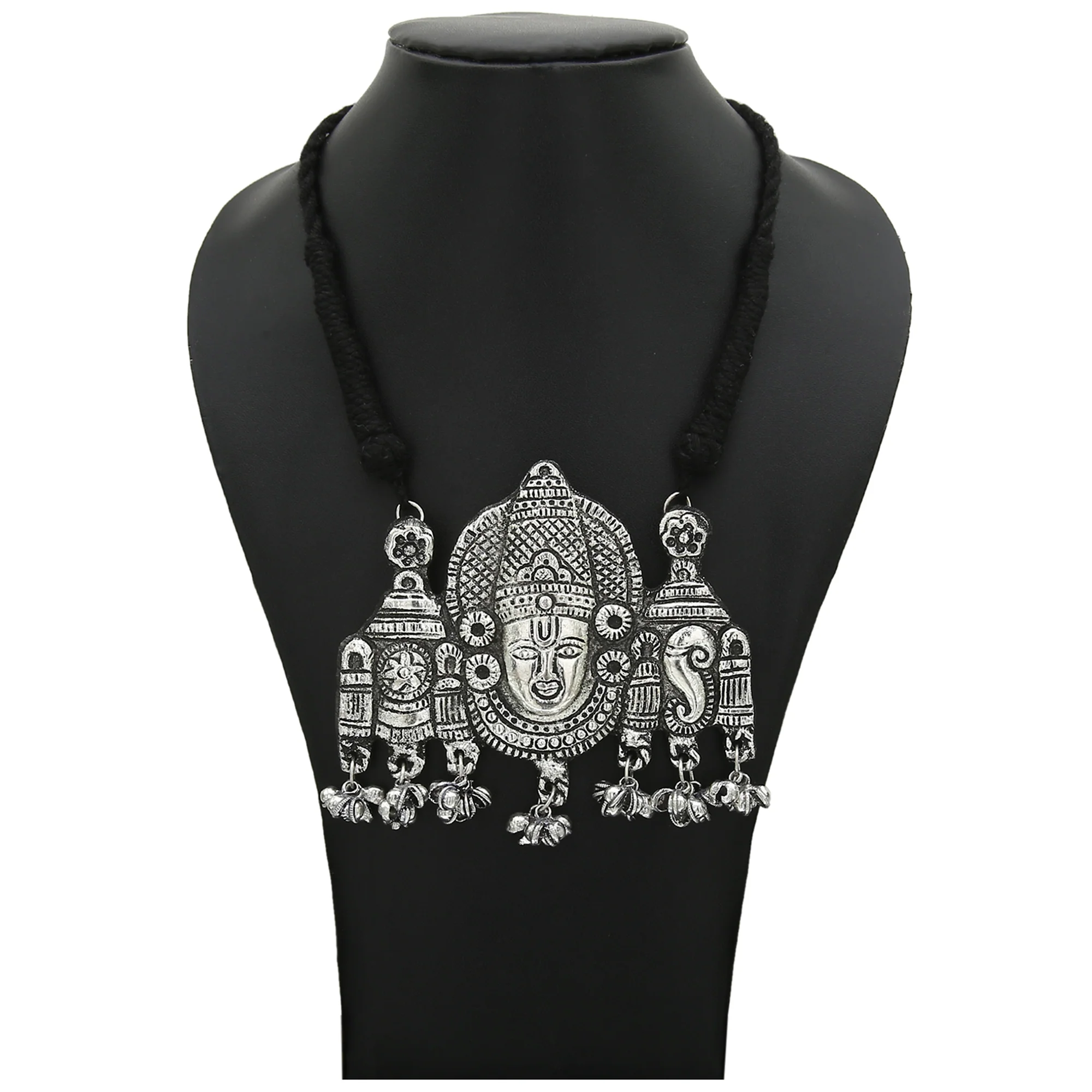 Oxidised Tirupati Balaji Temple Design Statement Necklace - Sasitrends - Image 2