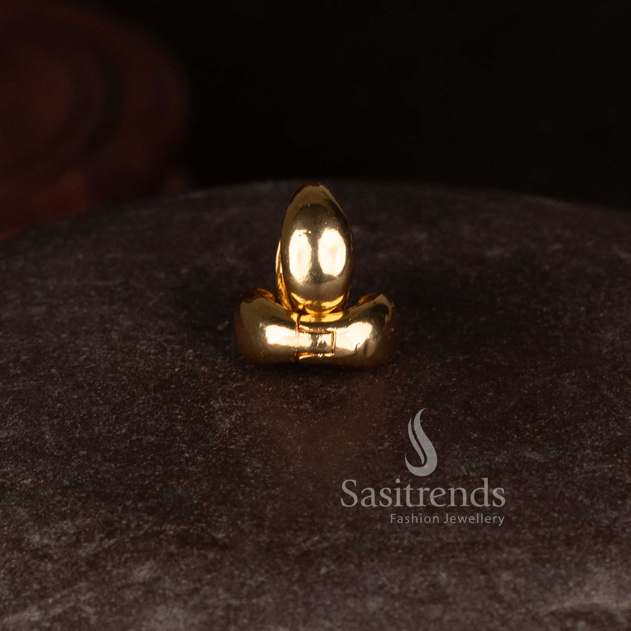 Captivating One Gram Micro Gold Plated Guaranteed Bold Oval Dome Stud Earrings - Sasitrends - Image 2