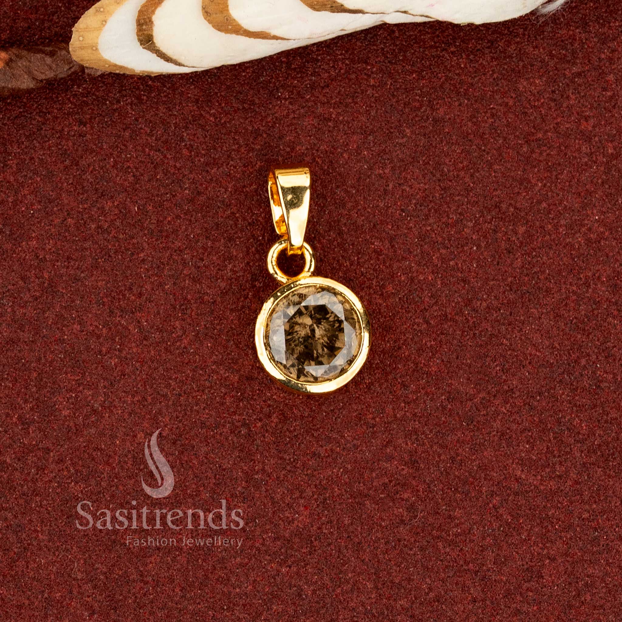 Sasitrends | Dazzling AD Stone Micro Gold Plated Solitaire Pendant - Looks Like Real Gold - Image 5