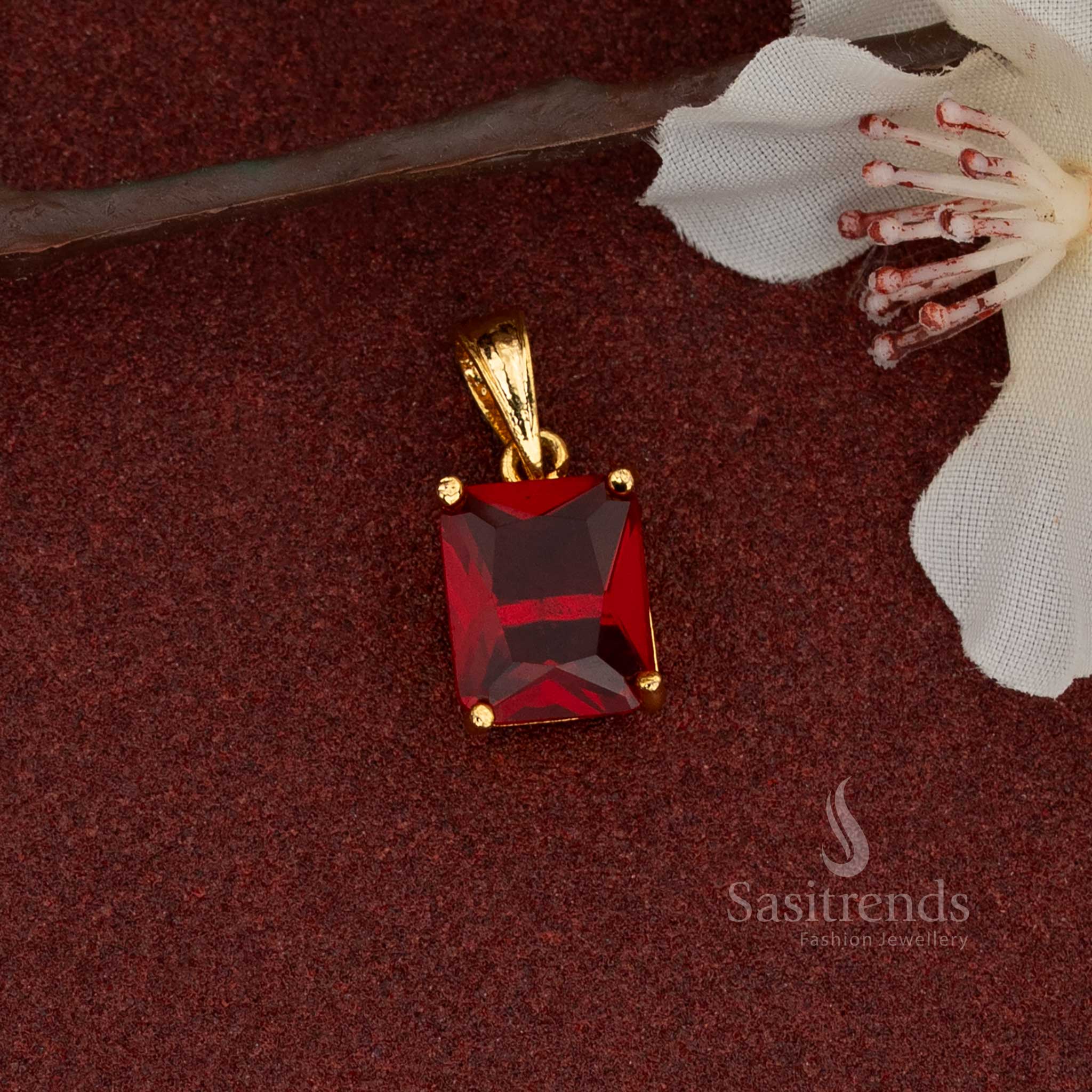 Amazing Micro Gold Plated Square-Cut AD Stone Solitaire Pendant Dollar - Looks Like Real Gold - Sasitrends - Image 3
