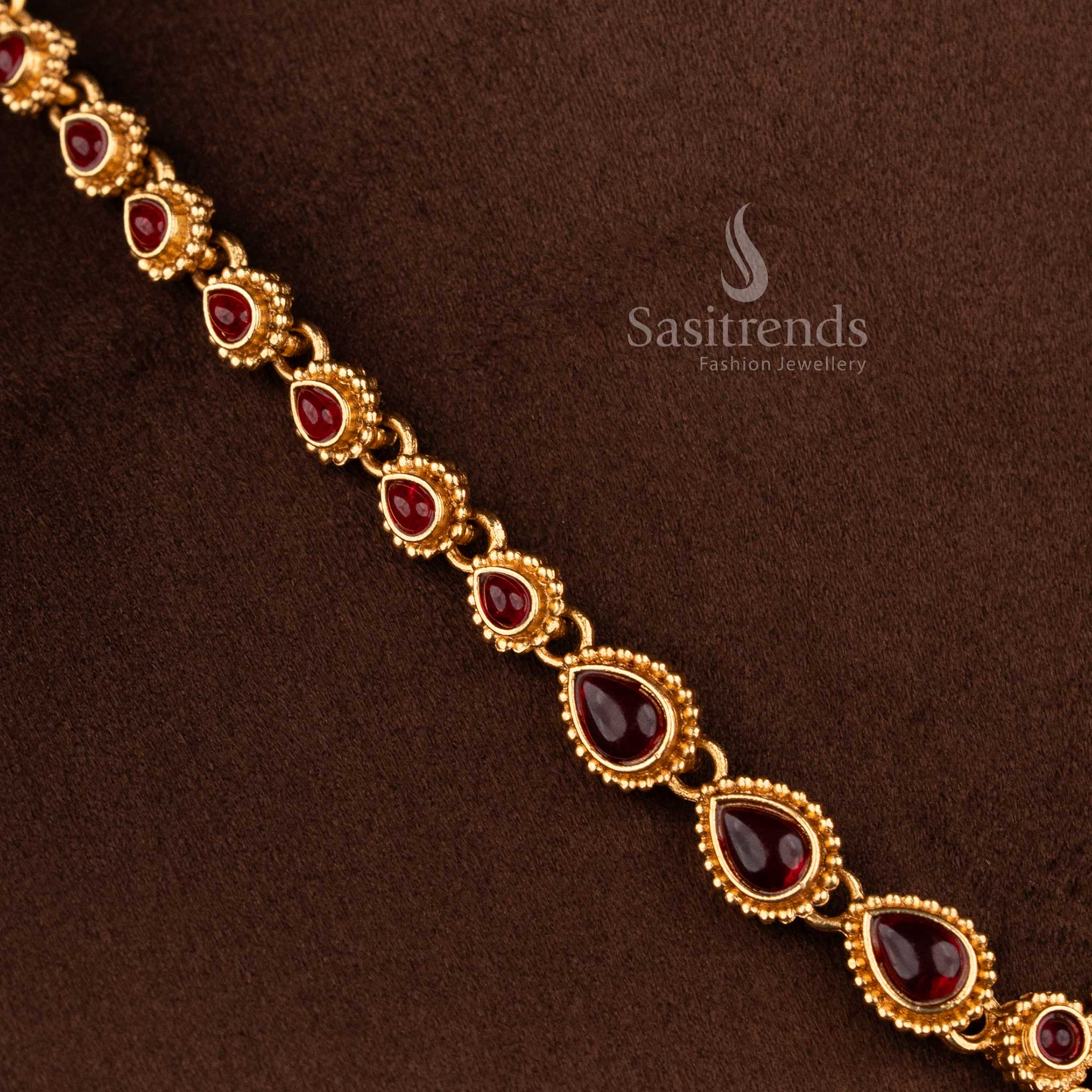 Elegant Classic Matte Gold Plated Teardrop Necklace Set for Women – Weddings, Parties & Festive Wear - Image 6