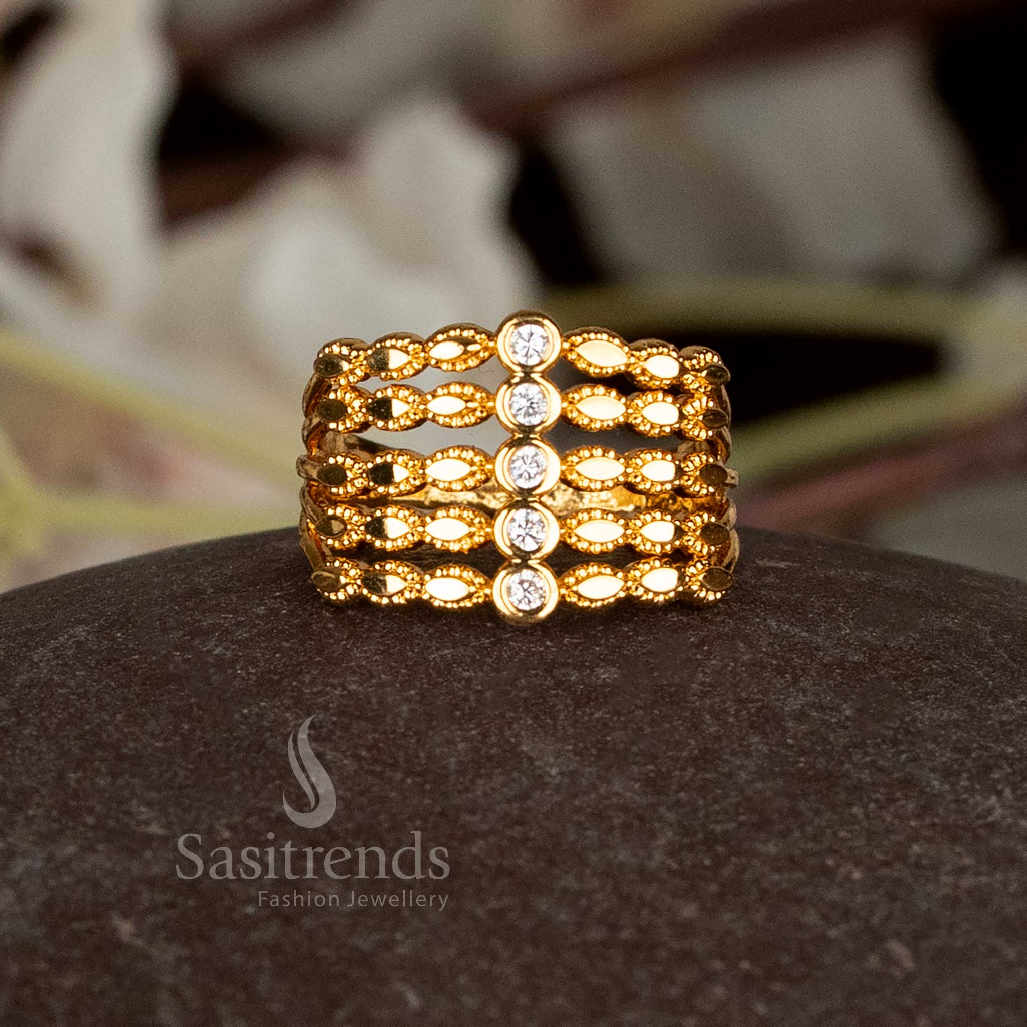 Traditional One Gram Micro Gold Plated AD Step Rings - Sasitrends - Image 5