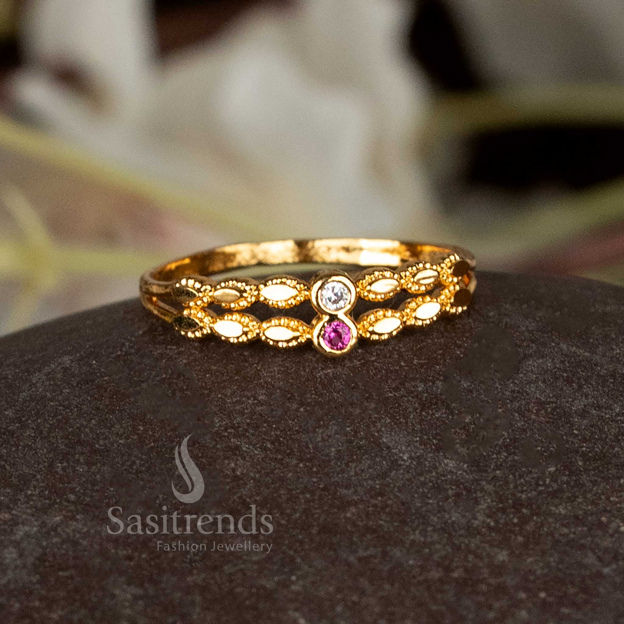 Traditional One Gram Micro Gold Plated AD Step Rings - Sasitrends - Image 6