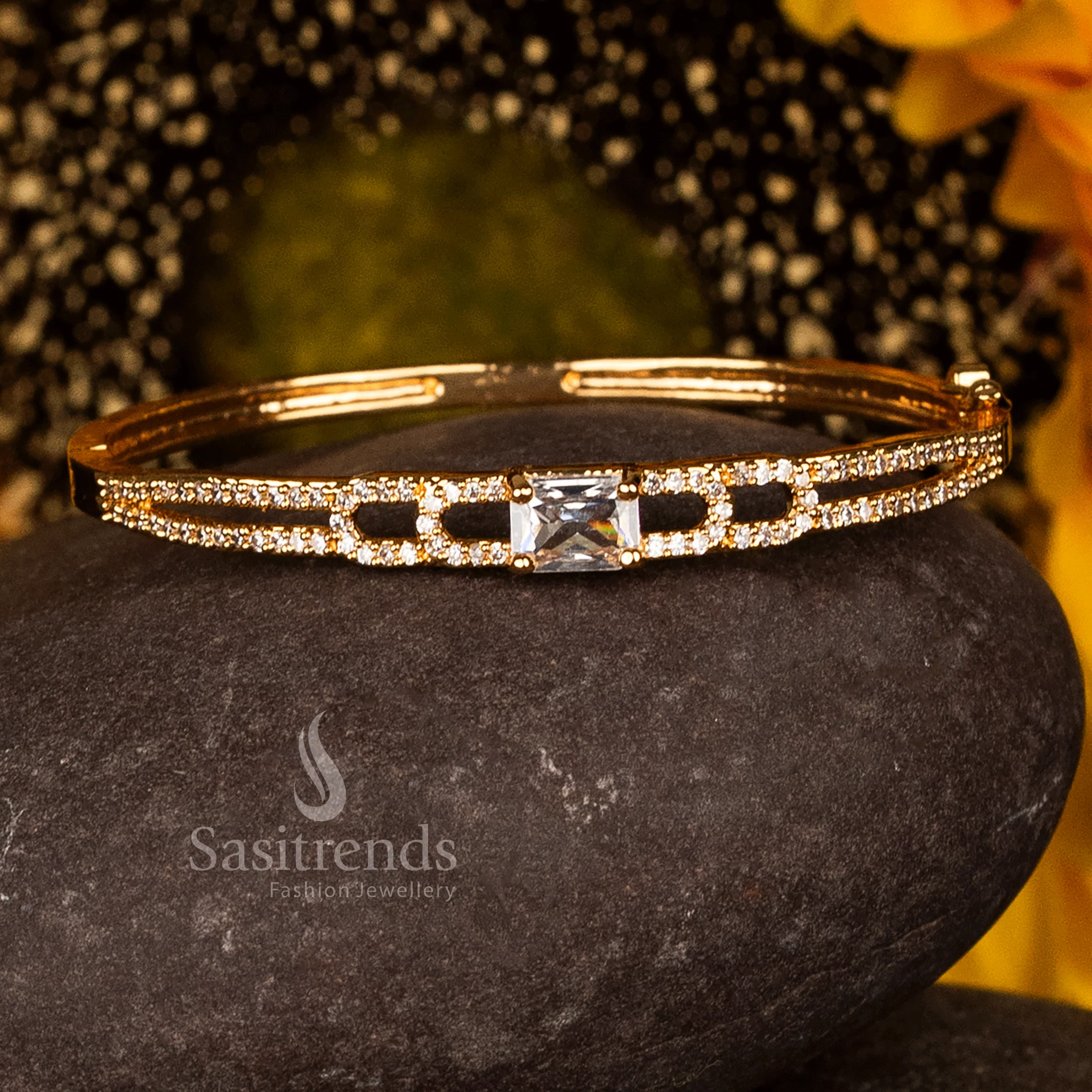 Luxurious Micro Gold Plated American Diamond Openable Kada Bracelet Collection – Premium Real Gold Look Design - Image 4