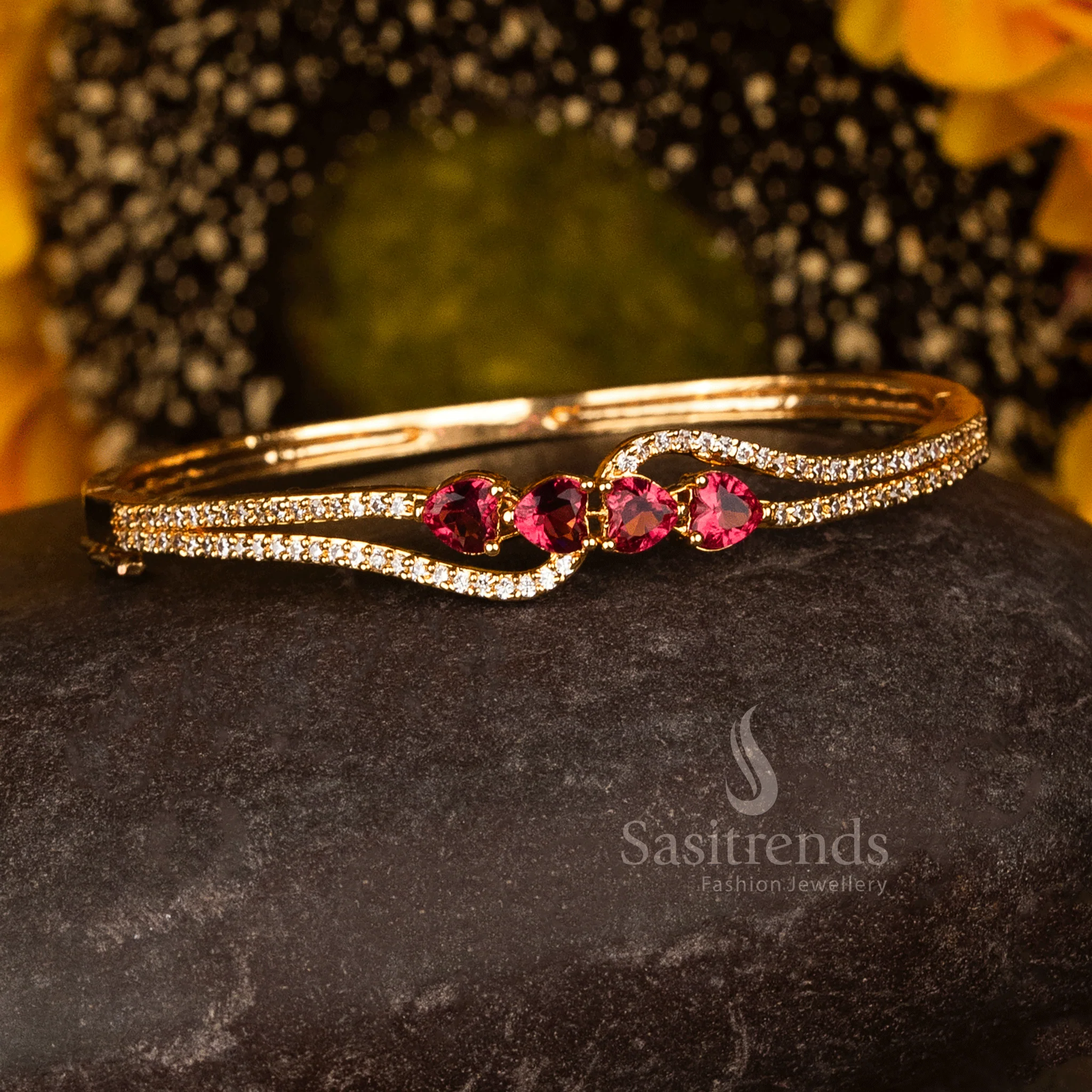 Luxurious Micro Gold Plated American Diamond Openable Kada Bracelet Collection – Premium Real Gold Look Design - Image 5