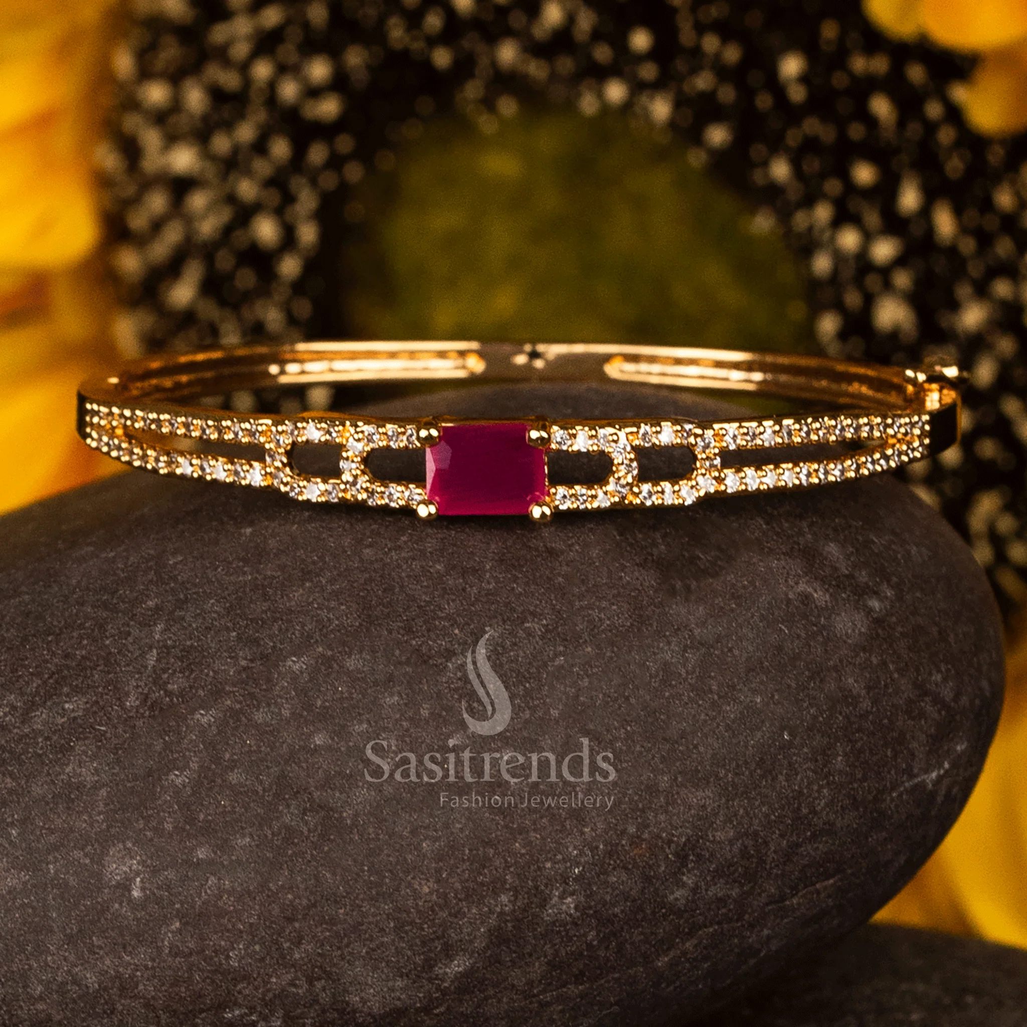 Luxurious Micro Gold Plated American Diamond Openable Kada Bracelet Collection – Premium Real Gold Look Design - Image 7