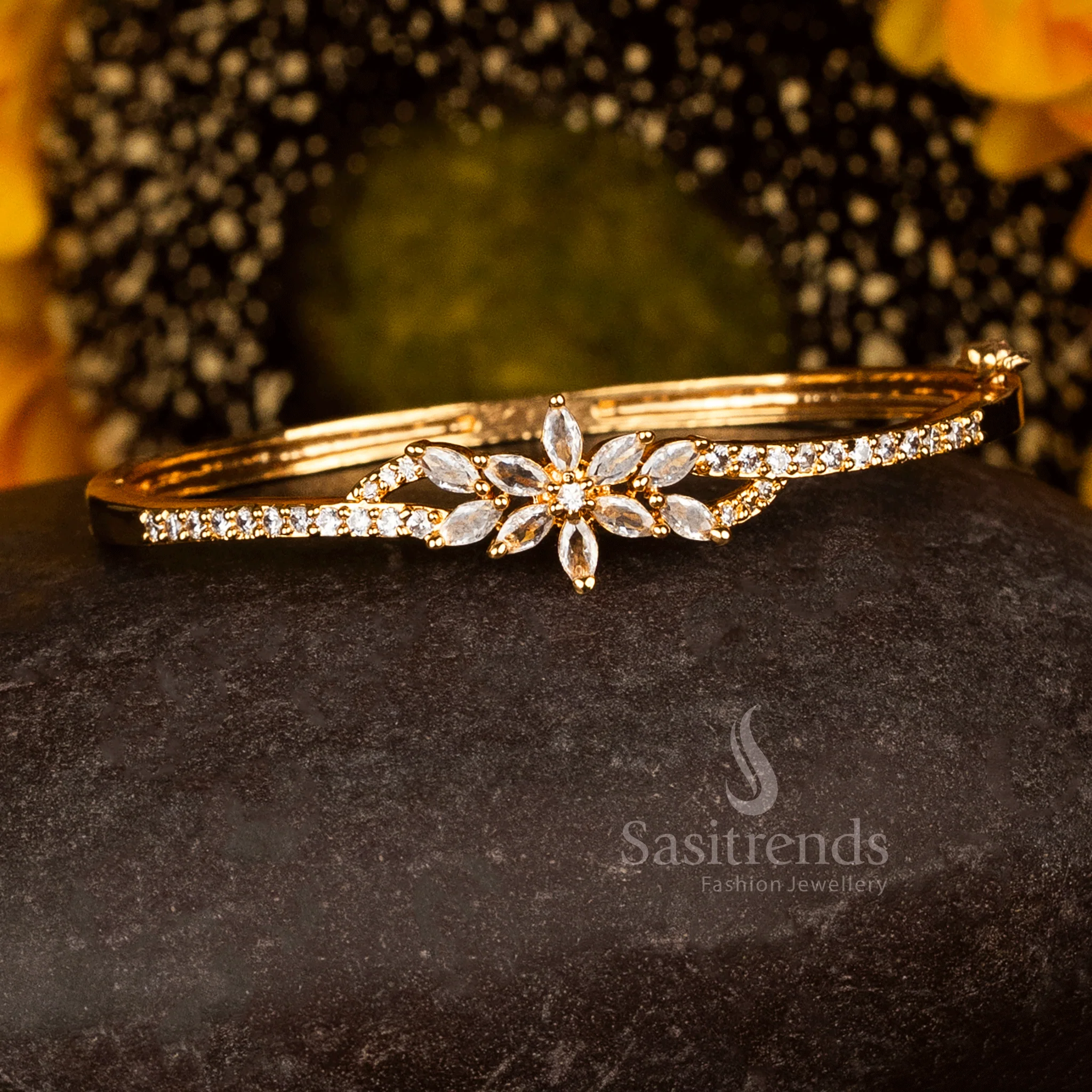 Luxurious Micro Gold Plated American Diamond Openable Kada Bracelet Collection – Premium Real Gold Look Design - Image 9