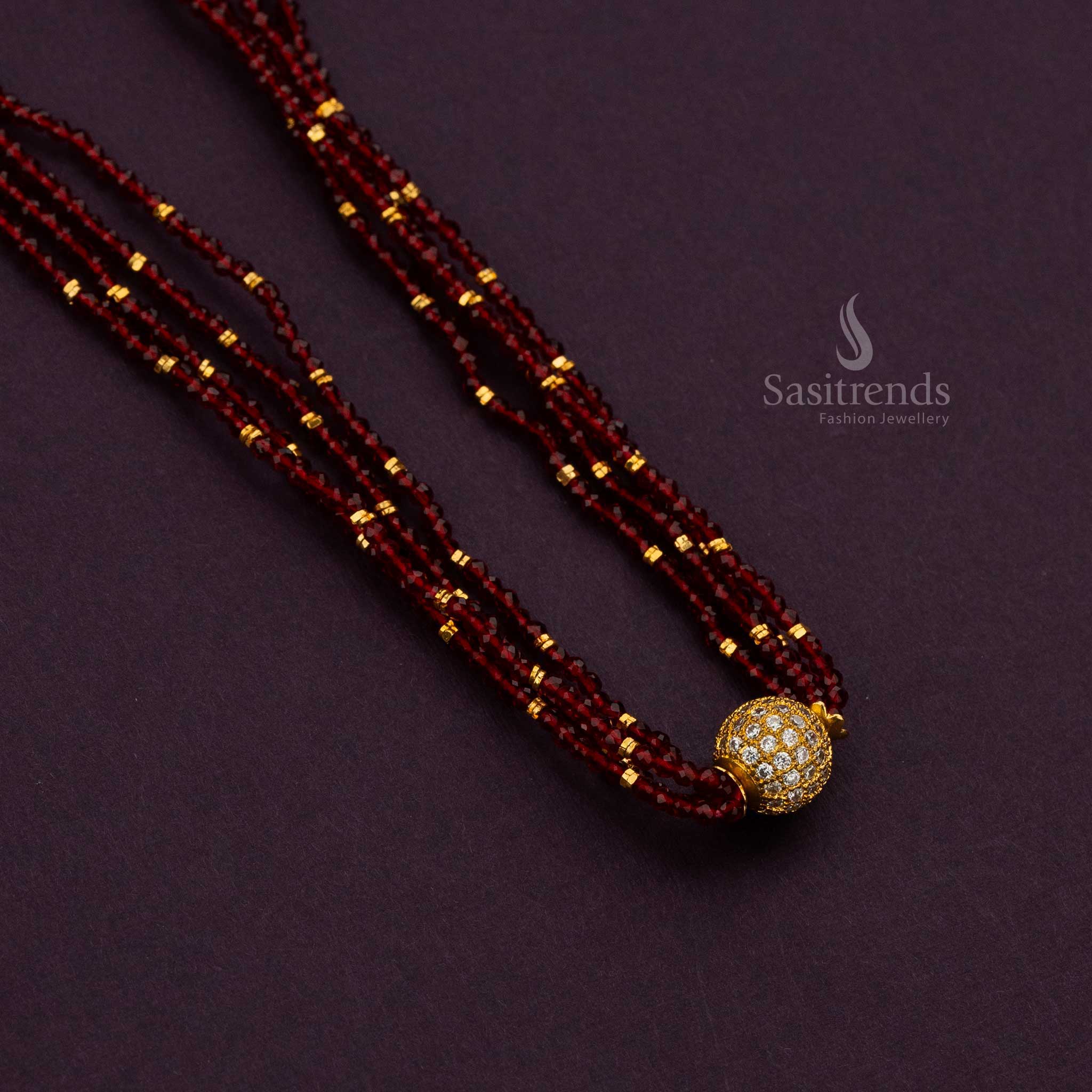 Exquisite One Gram Micro Gold Plated Long Necklace with Bold Pendant - Sasitrends - Image 2
