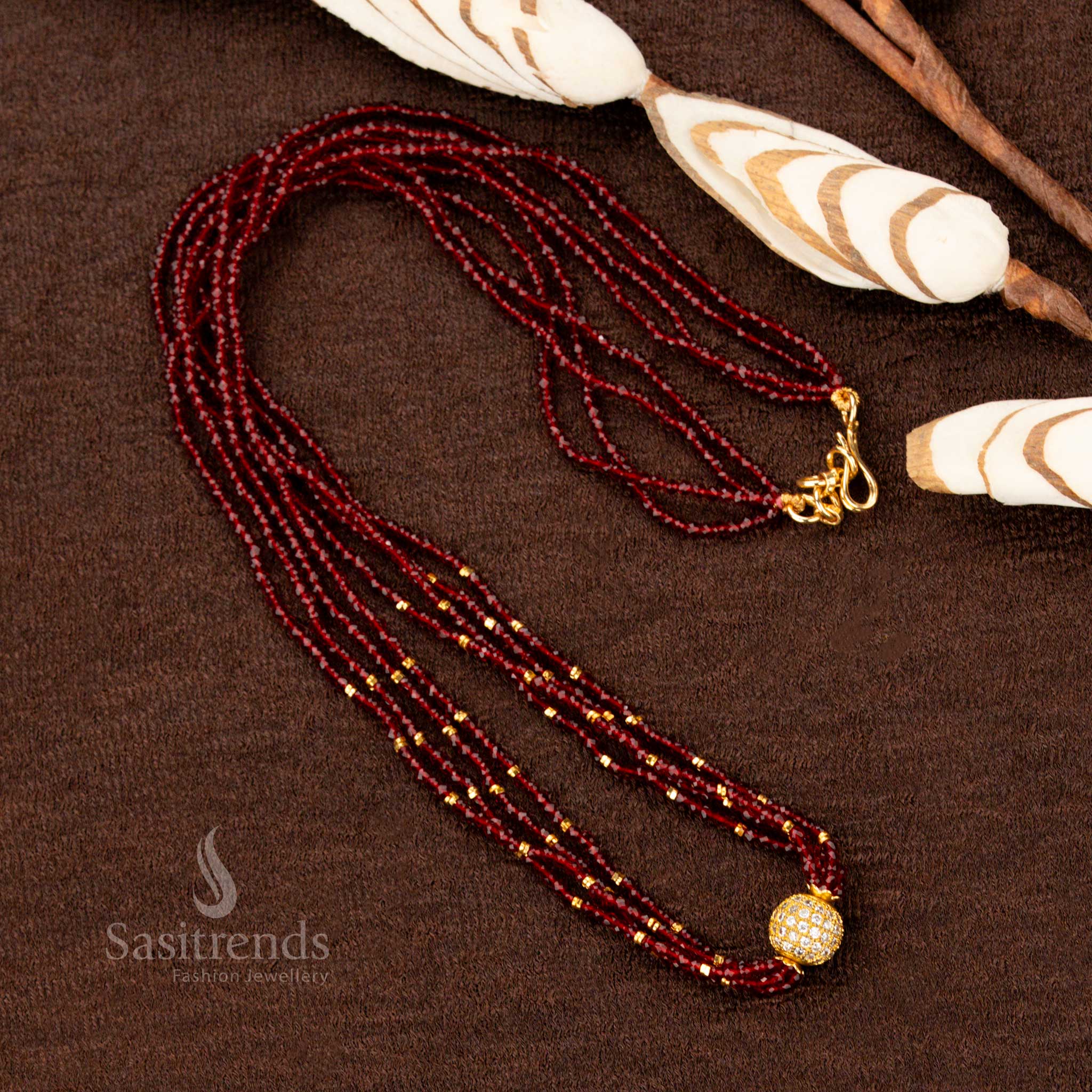 Exquisite One Gram Micro Gold Plated Long Necklace with Bold Pendant - Sasitrends - Image 8