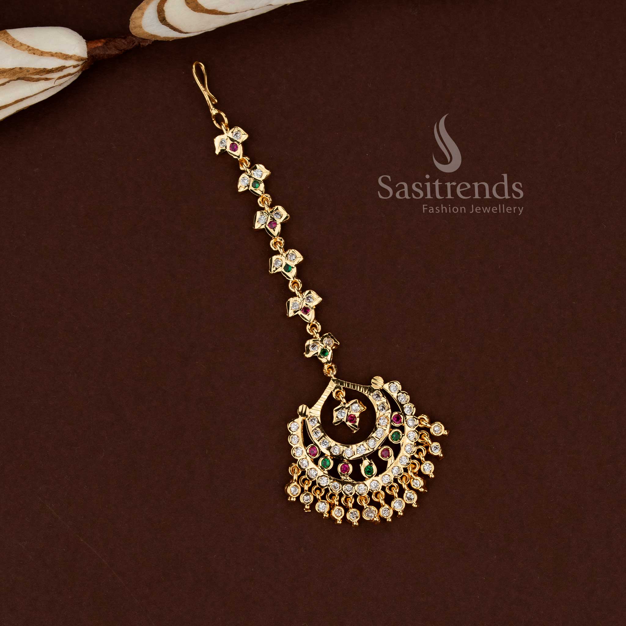 Collection of Impon Micro Gold Plated AD Maang Tikka for Bridal Styling, Wedding Functions, Festive Wear & Traditional Ethnic Jewellery - Image 7