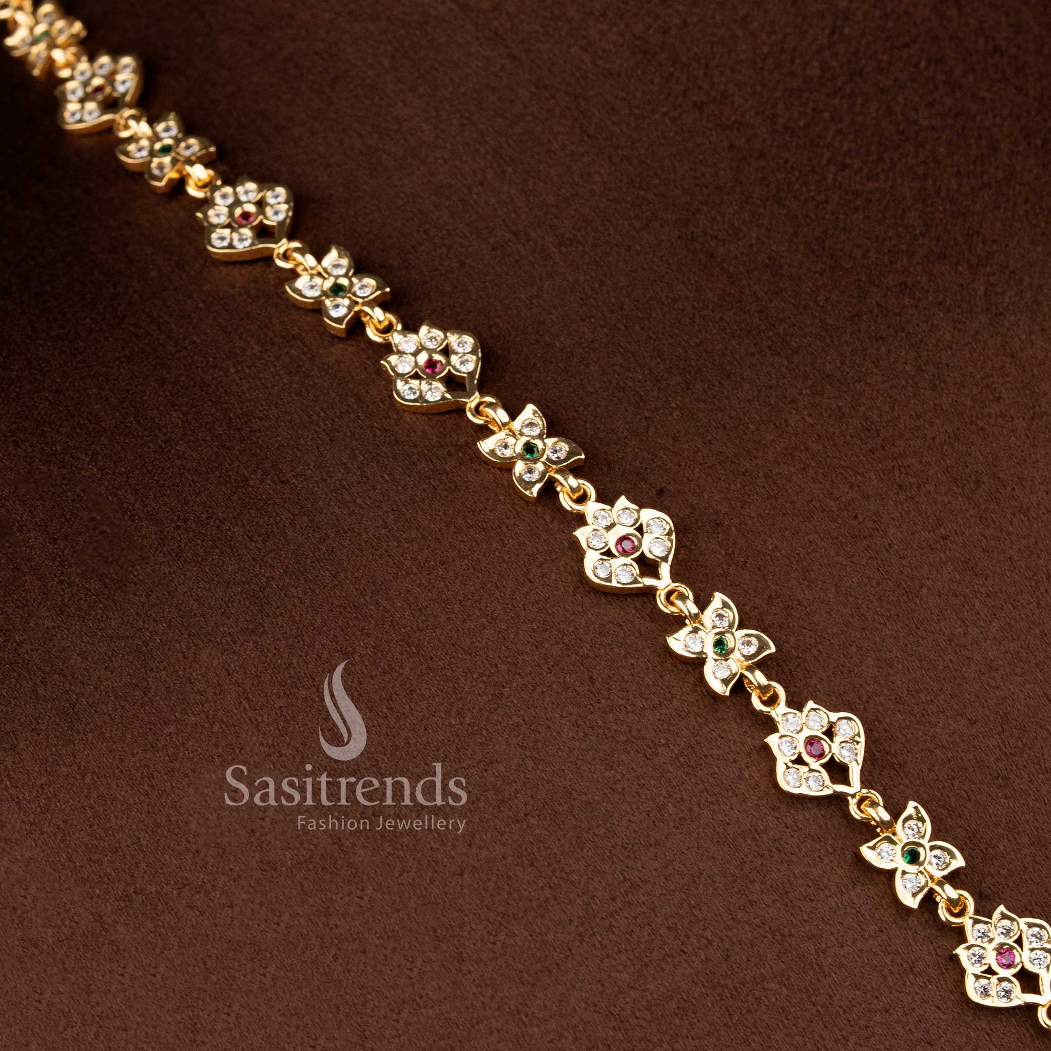 Divine Impon Micro Gold Plated Floral Mandala Long Necklace for Women – Wedding & Festive Wear - Image 3