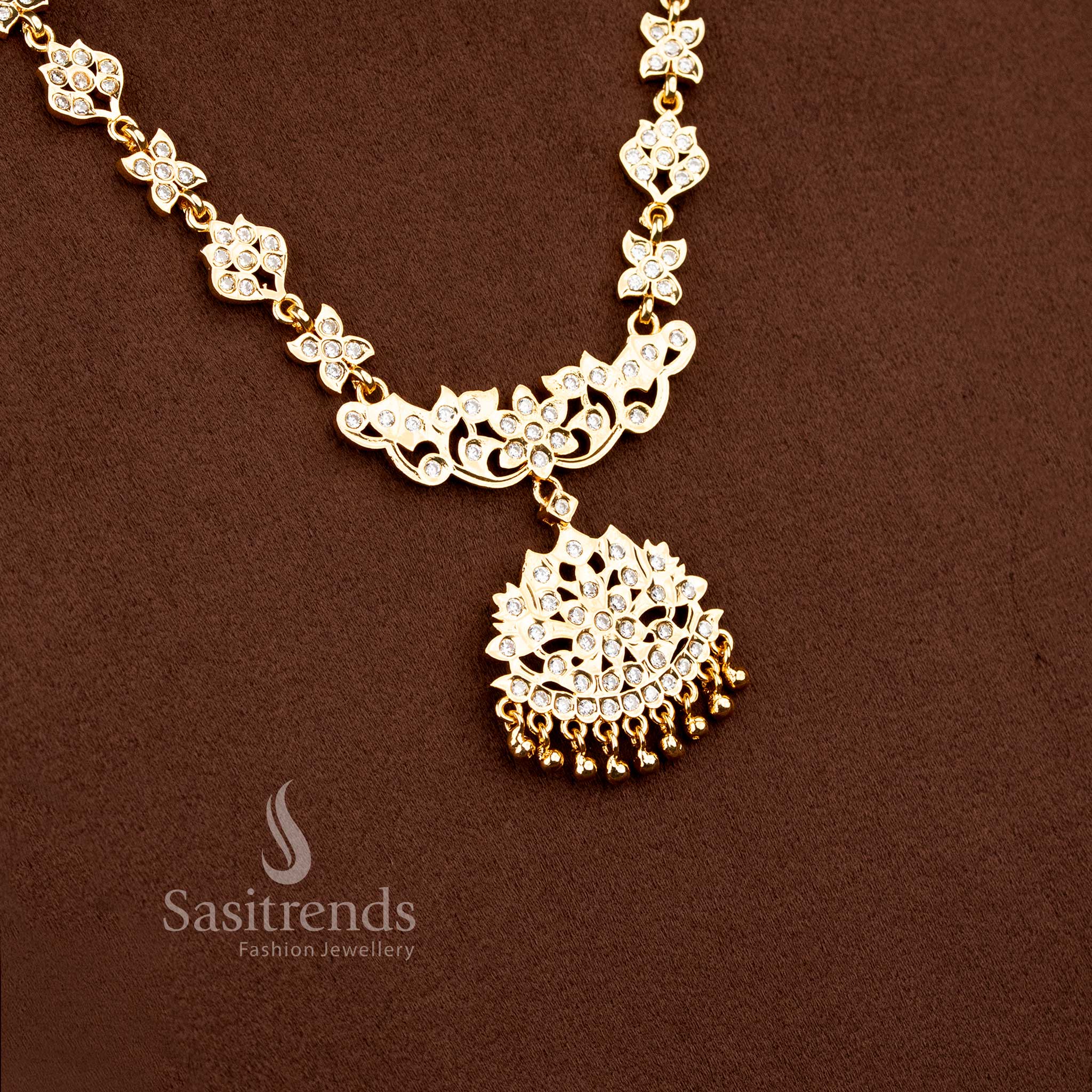 Divine Impon Micro Gold Plated Floral Mandala Long Necklace for Women – Wedding & Festive Wear - Image 5
