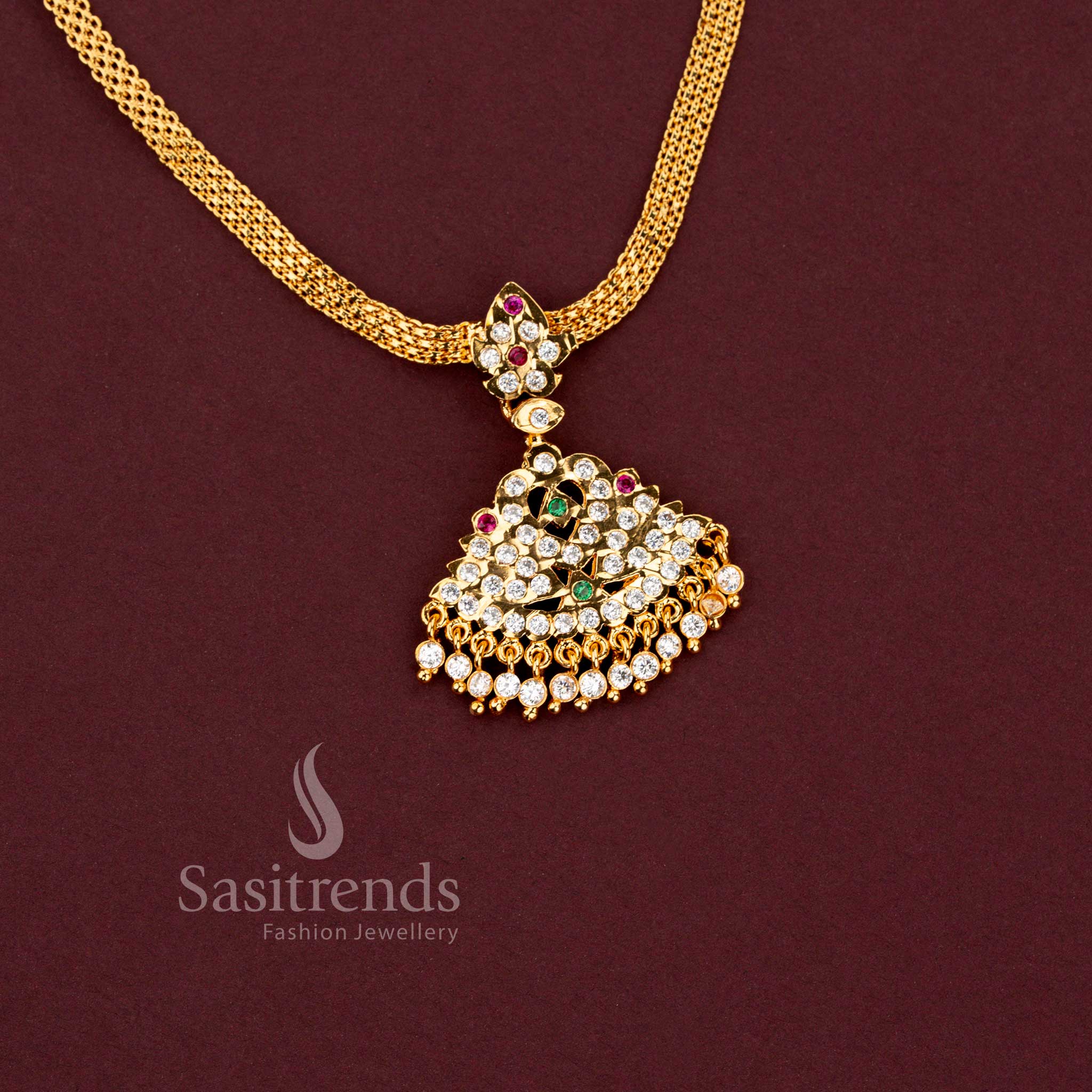 Elegant Guaranteed Impon Micro Gold Plated Shantam Addigai Necklace with Different design for Festive Wear - Sasitrends - Image 5