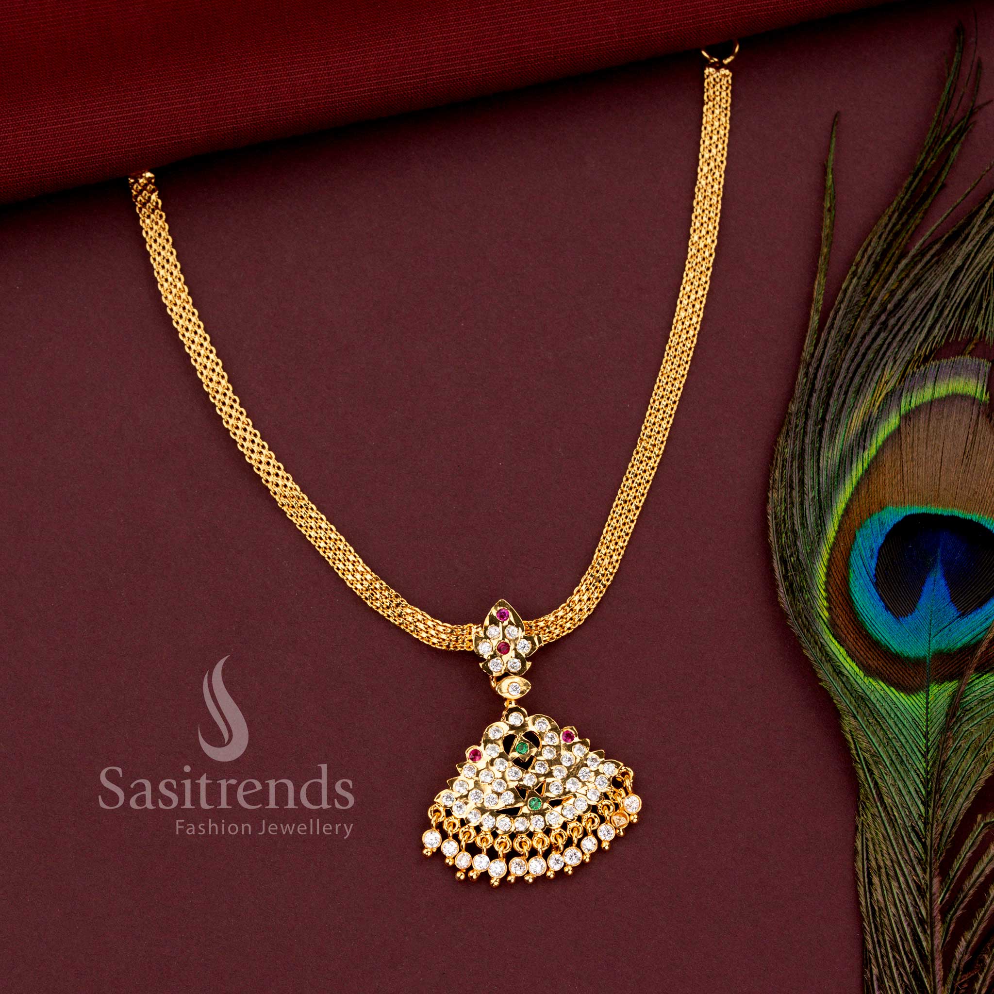 Elegant Guaranteed Impon Micro Gold Plated Shantam Addigai Necklace with Different design for Festive Wear - Sasitrends - Image 6