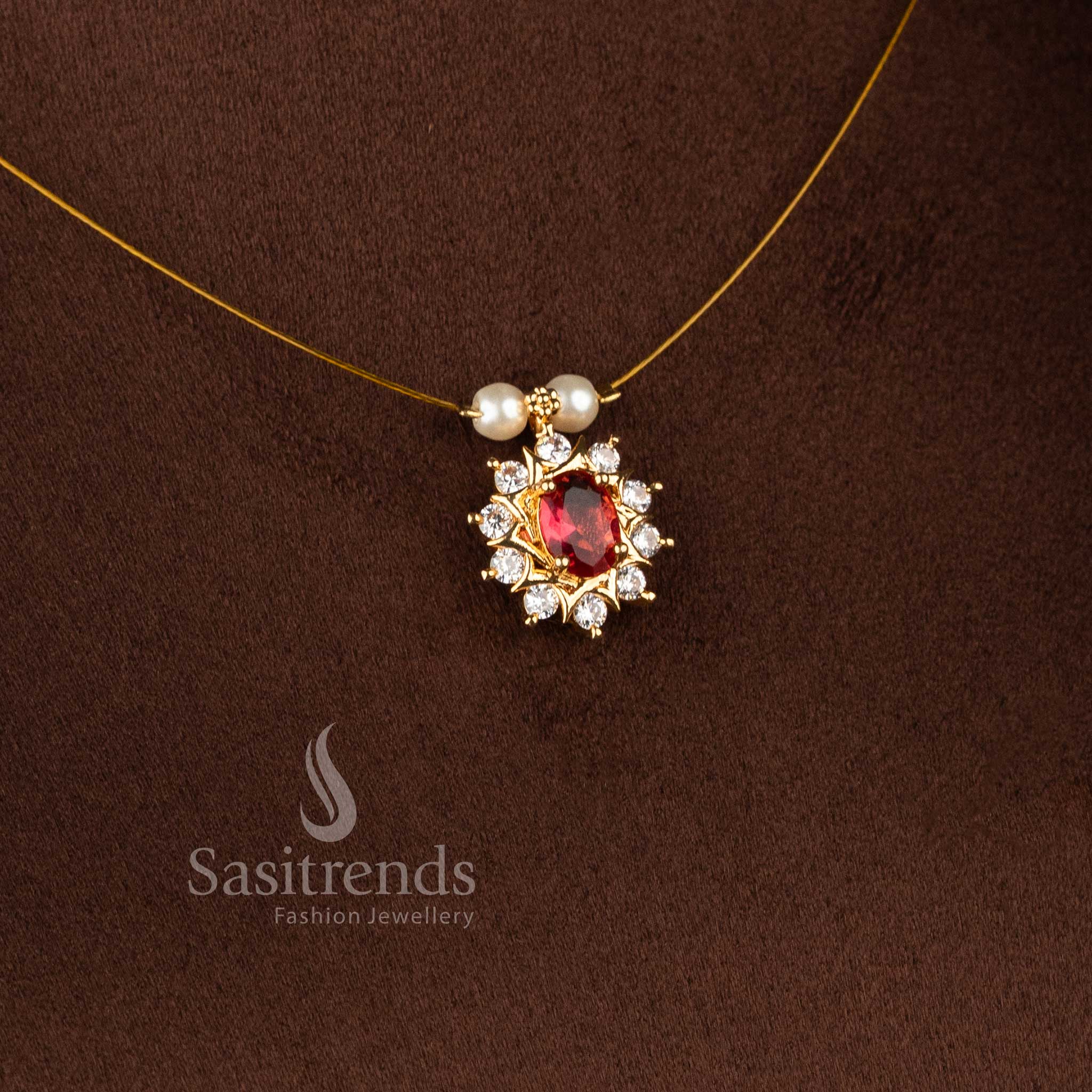 Elegant Invisible 24K Micro Gold Plated Pearl Accent American Diamond Necklace Set for Women - Sasitrends - Image 22