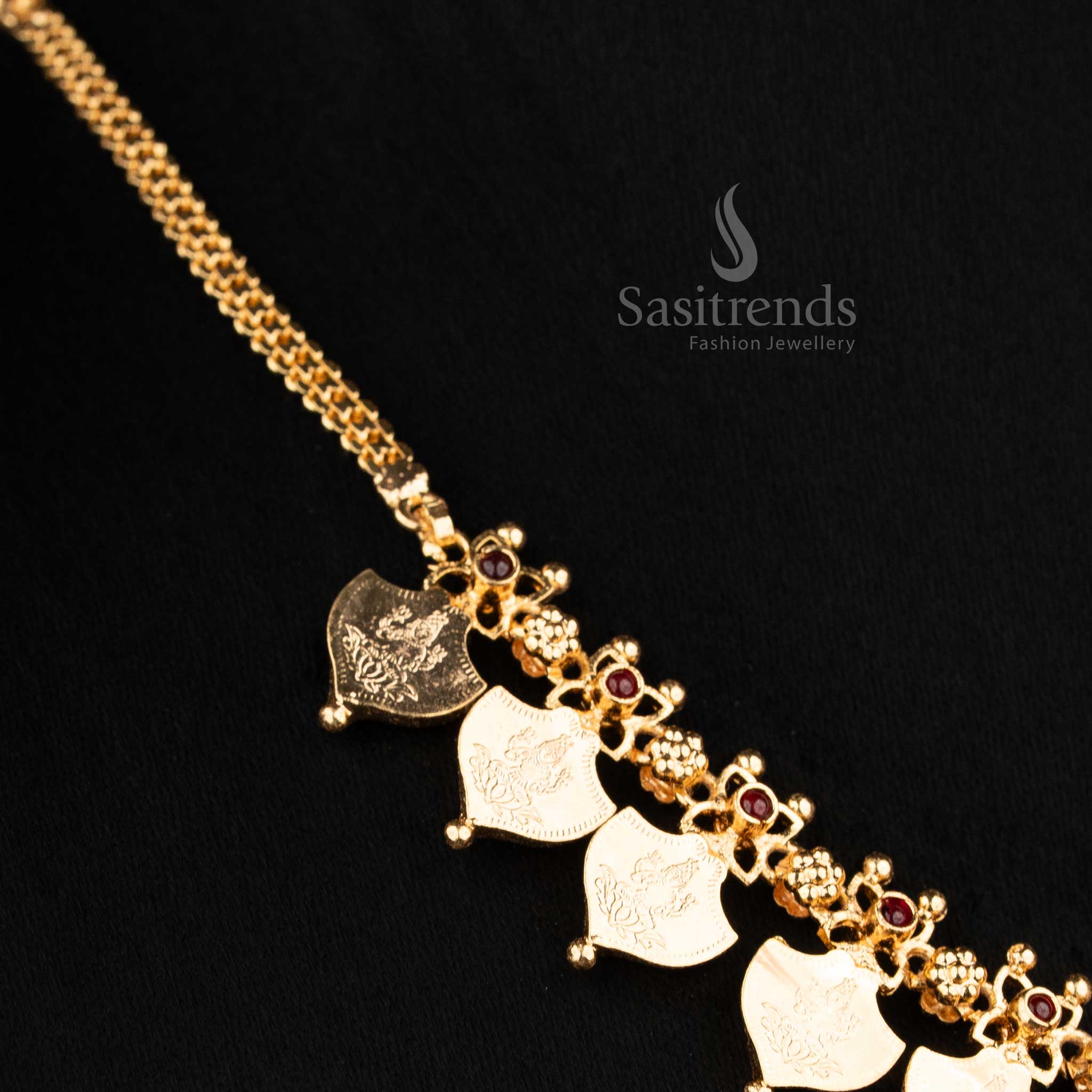 Kerala Micro Gold Plated Palakka and Lakshmi Double Side AD Necklace jewellery – Guaranteed | Temple Visits & Festive Wear - Image 8