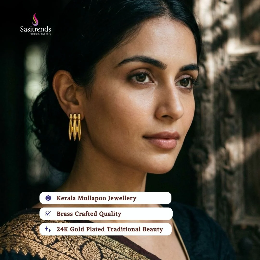 Stunning Kerala Style One Gram Micro Gold Plated Mullapoo Earrings - Sasitrends - Image 2
