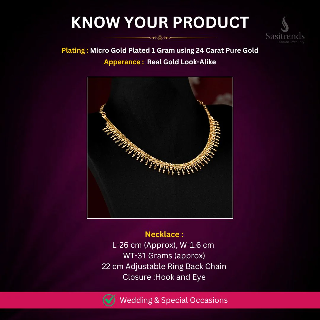 Graceful Micro Gold Plated Jasmine Flower Buds Necklace for Women – Traditional, Temple & Festive Wear | Sasitrends - Image 2