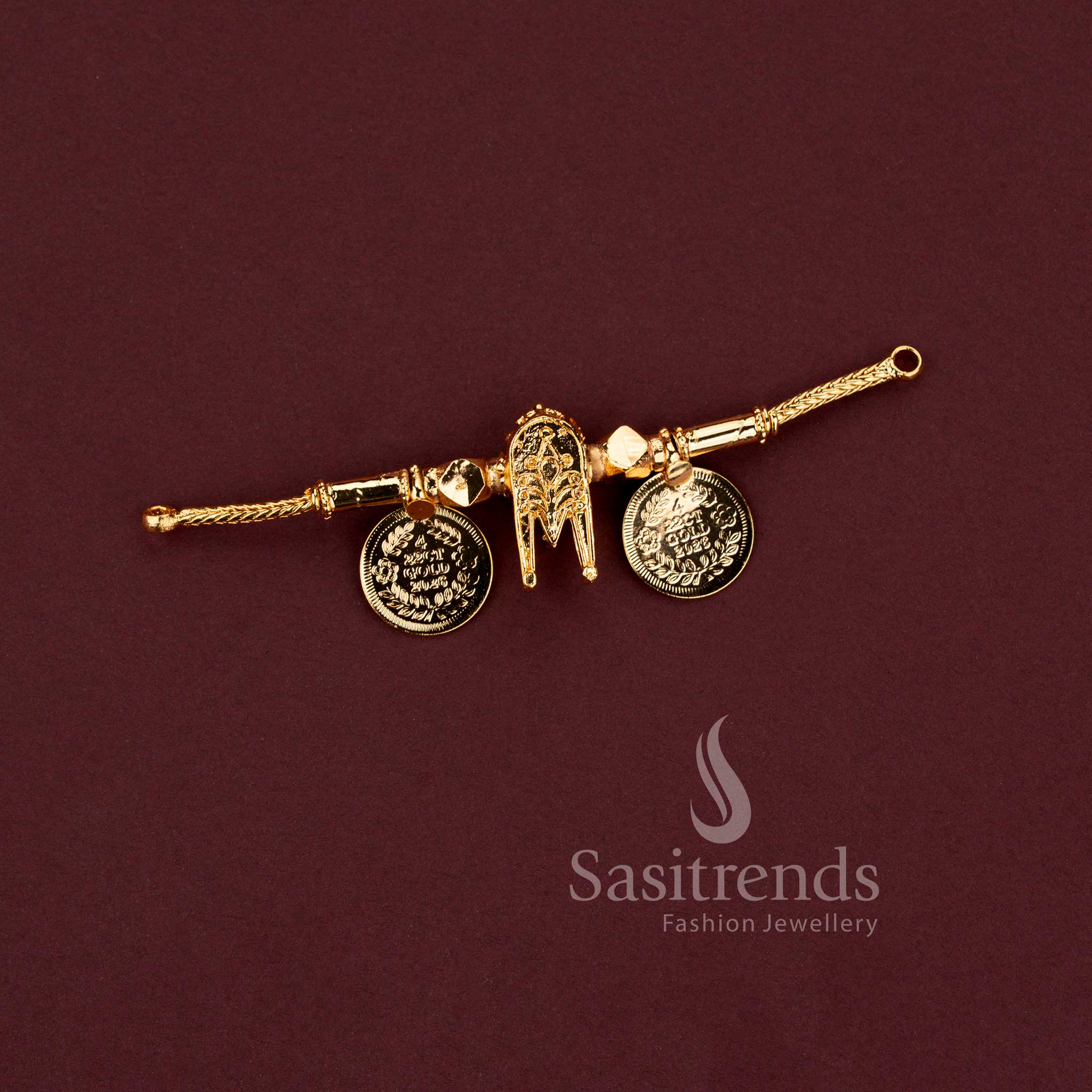 Micro Gold Plated Heritage Lakshmi Coin and Tulsi Mangalsutra Thali Pendant Collection - Sasitrends - Image 5