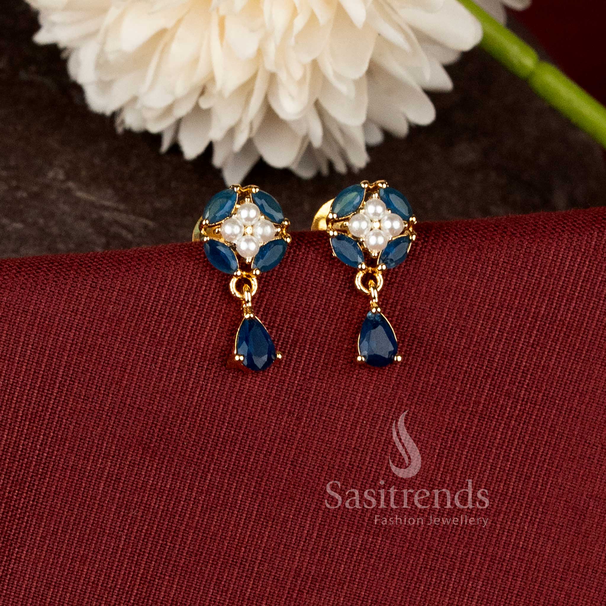 Stunning Micro Gold Plated Floral Petal Drop Earrings For Special Occasions |Look Like Real Gold - Sasitrends - Image 10