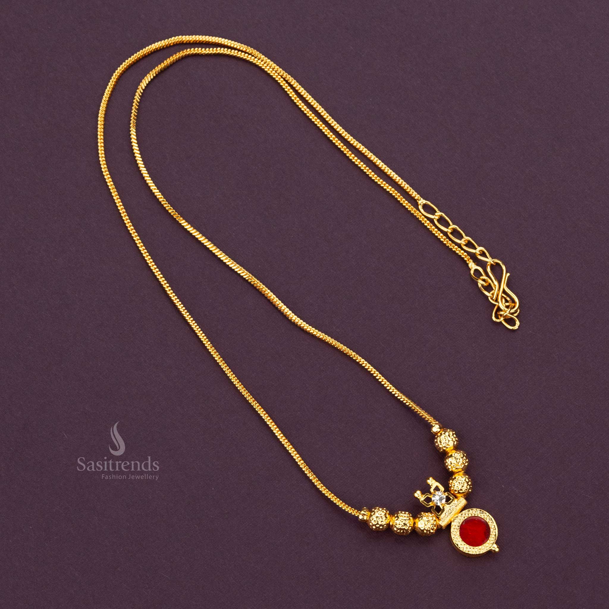 Sasitrends - Traditional Micro Gold Plated Palakka Round Pendant Golden Balls Necklace - Image 5