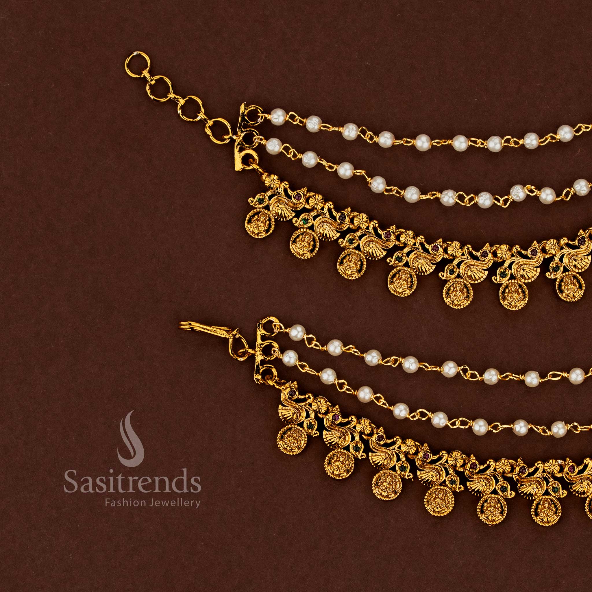 Royal Collection of Temple Matte Gold Plated American Diamond Matils with Pearl Accents for Bridal & Wedding Wear - Image 21