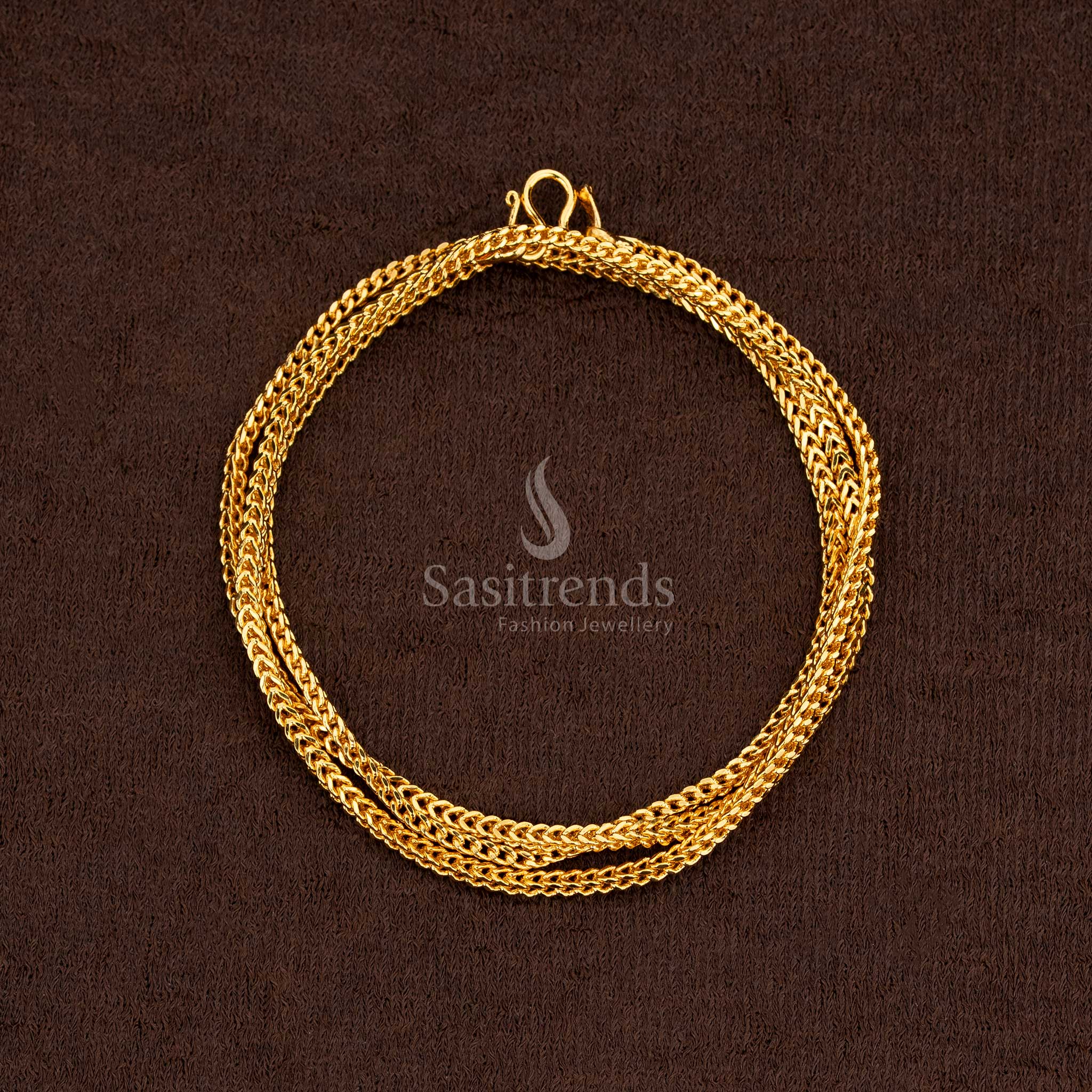 Guaranteed One Gram Micro Gold Plated Singapore Square Chain | Real Gold Look Alike - Image 5