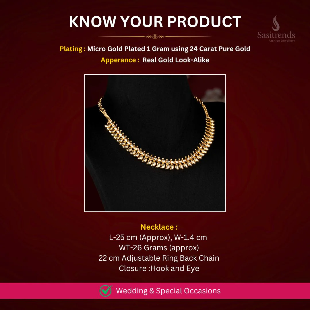 Exquisite Traditional Micro Gold Plated Mango Mala Necklace – Guaranteed | Festive Wear - Image 2