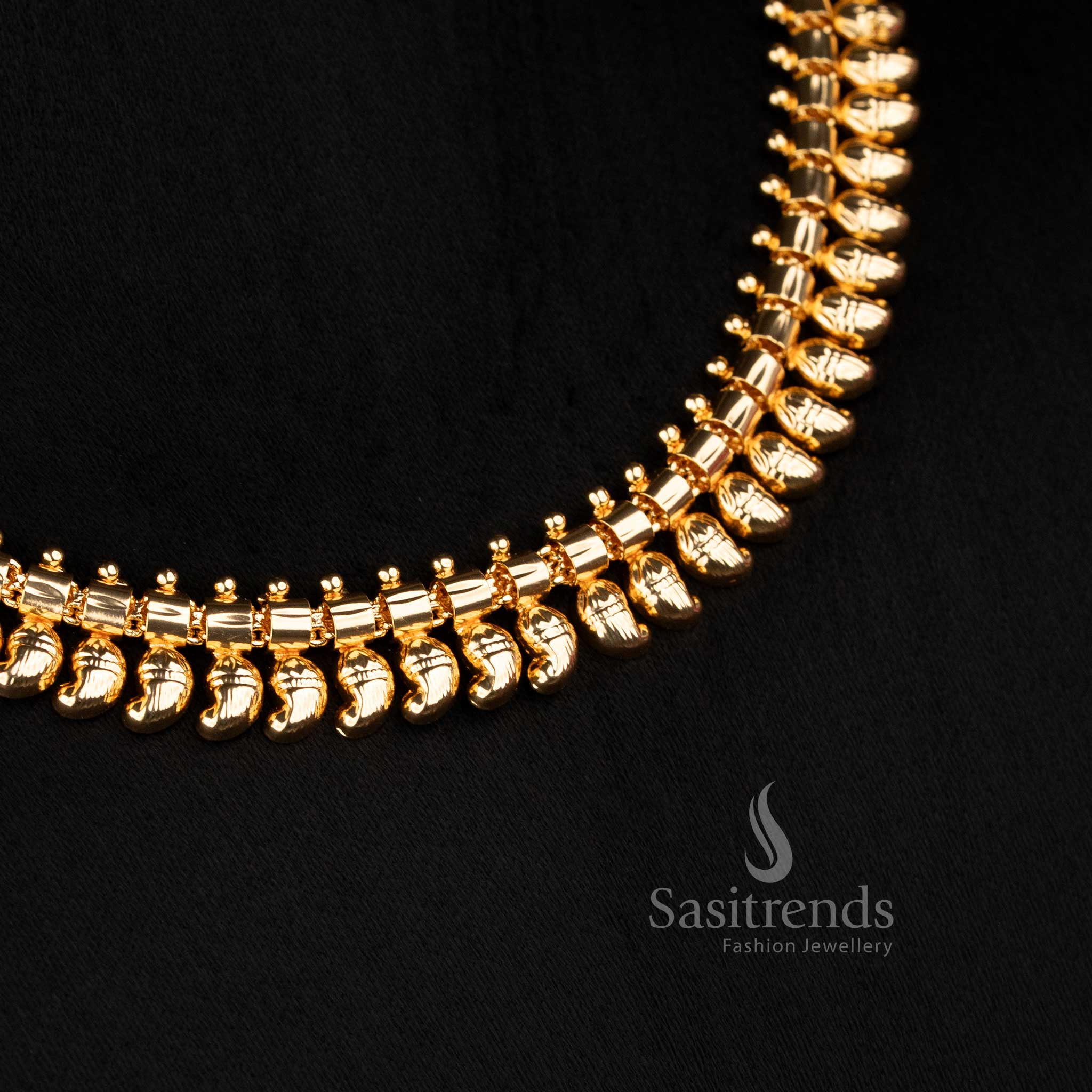 Exquisite Traditional Micro Gold Plated Mango Mala Necklace – Guaranteed | Festive Wear - Image 3