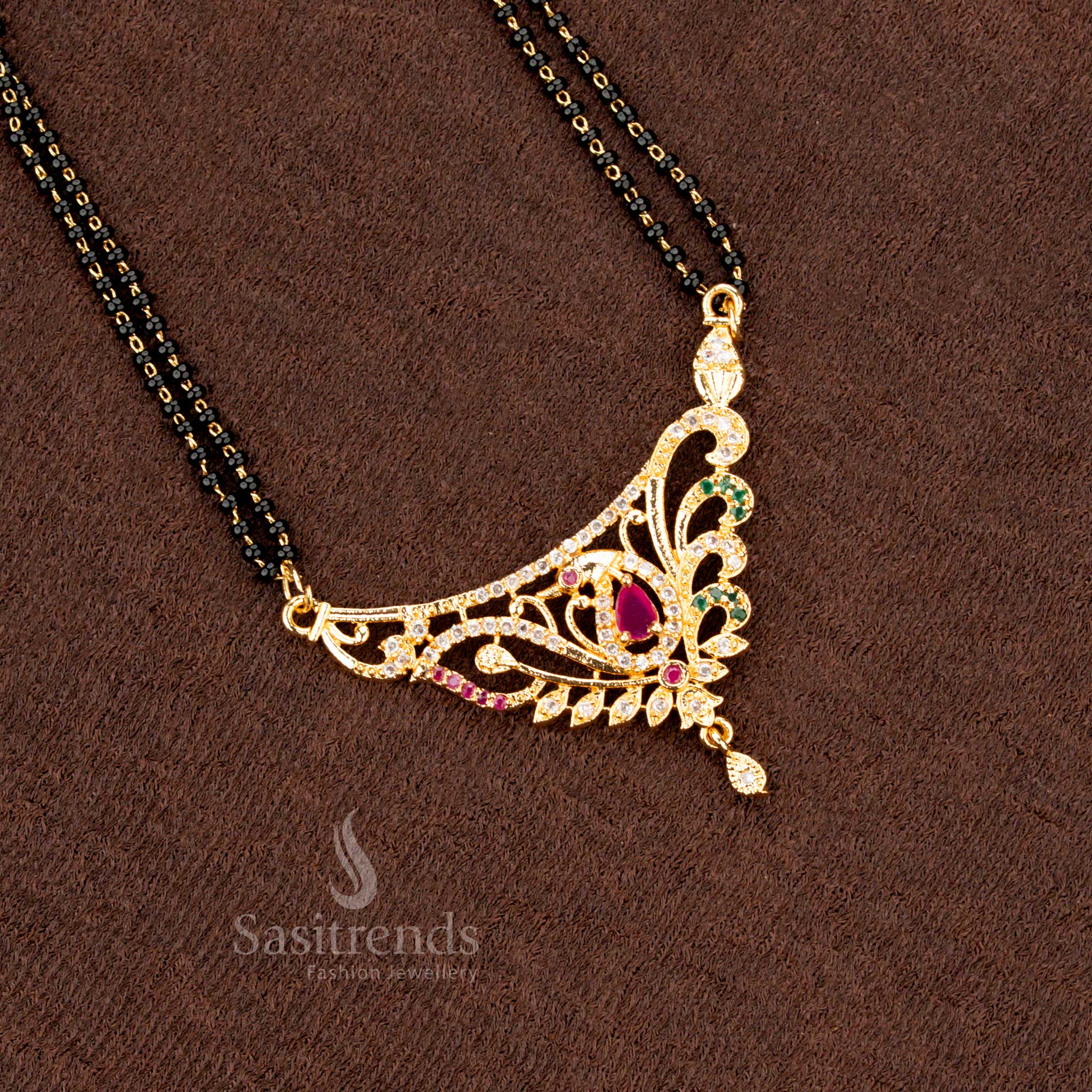 Amazing Collection of Micro Gold Plated Mangalsutra Black Beads with Elegant AD Chains- Sasitrends - Image 16