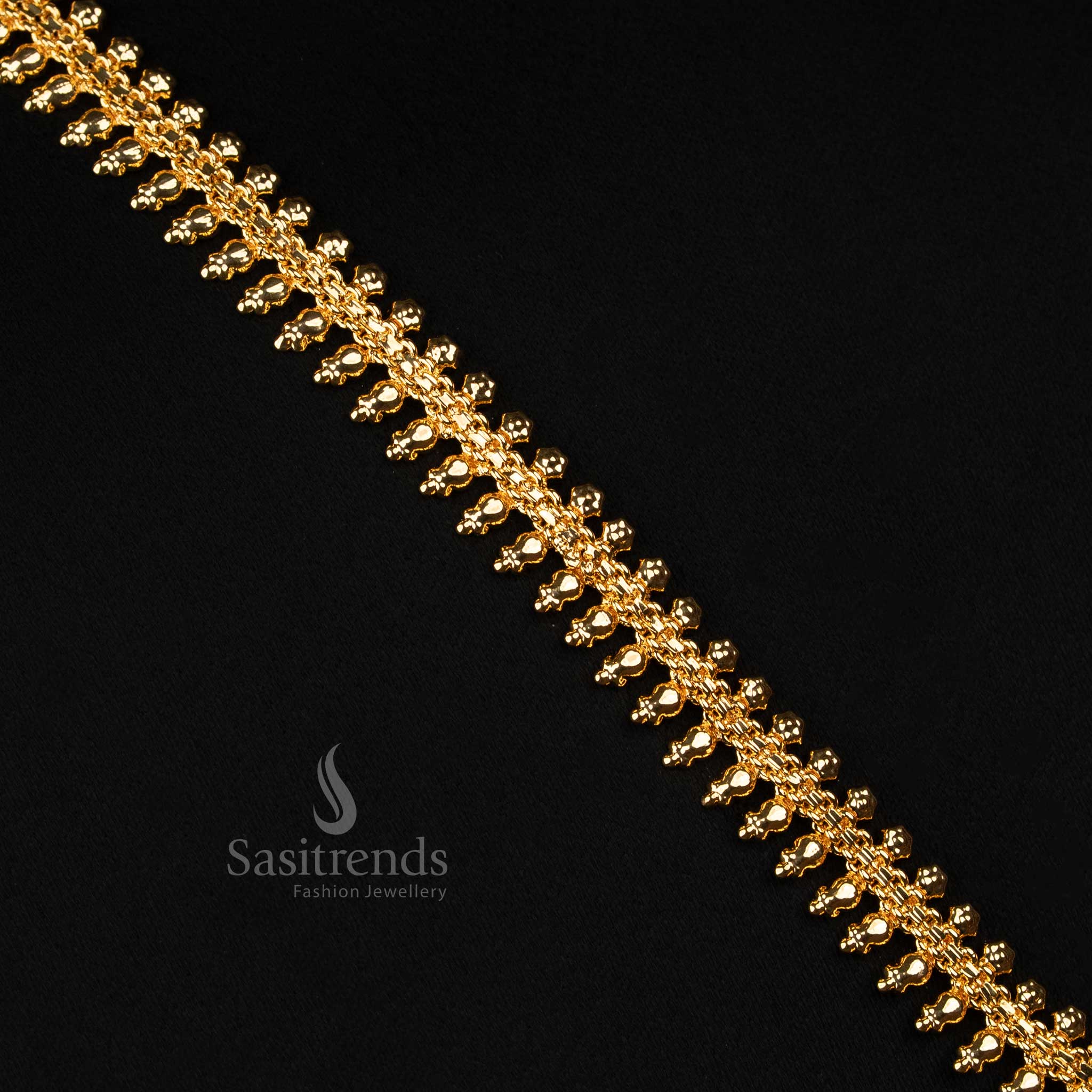 Gorgeous Micro Gold Plated One Gram Traditional Long Necklace with Intricate Round Spiral Pendant and Beaded Chain Design – Guaranteed, Using 24 Carat Pure Gold Look Like Real Gold -Sasitrends - Image 8