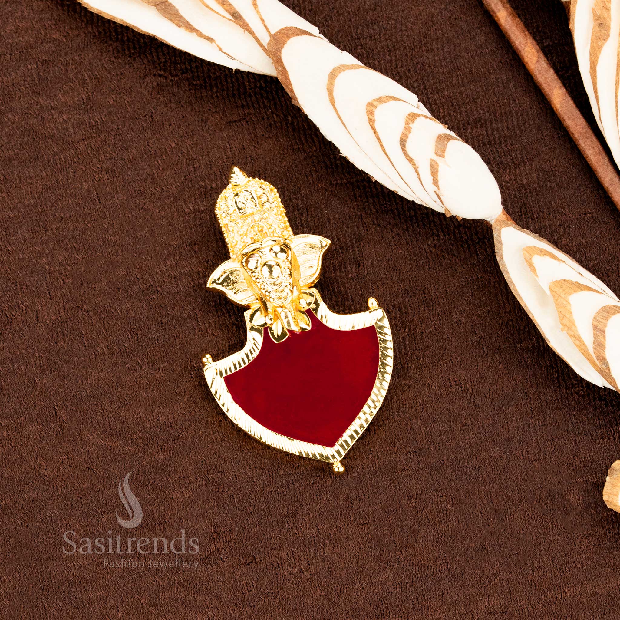Traditional Kerala-Style One Gram Micro Gold Plated Elephant Head Palakka, Mango, Nagapadam Pendant -Guaranteed– Traditional & Festive Wear - Sasitrends - Image 5