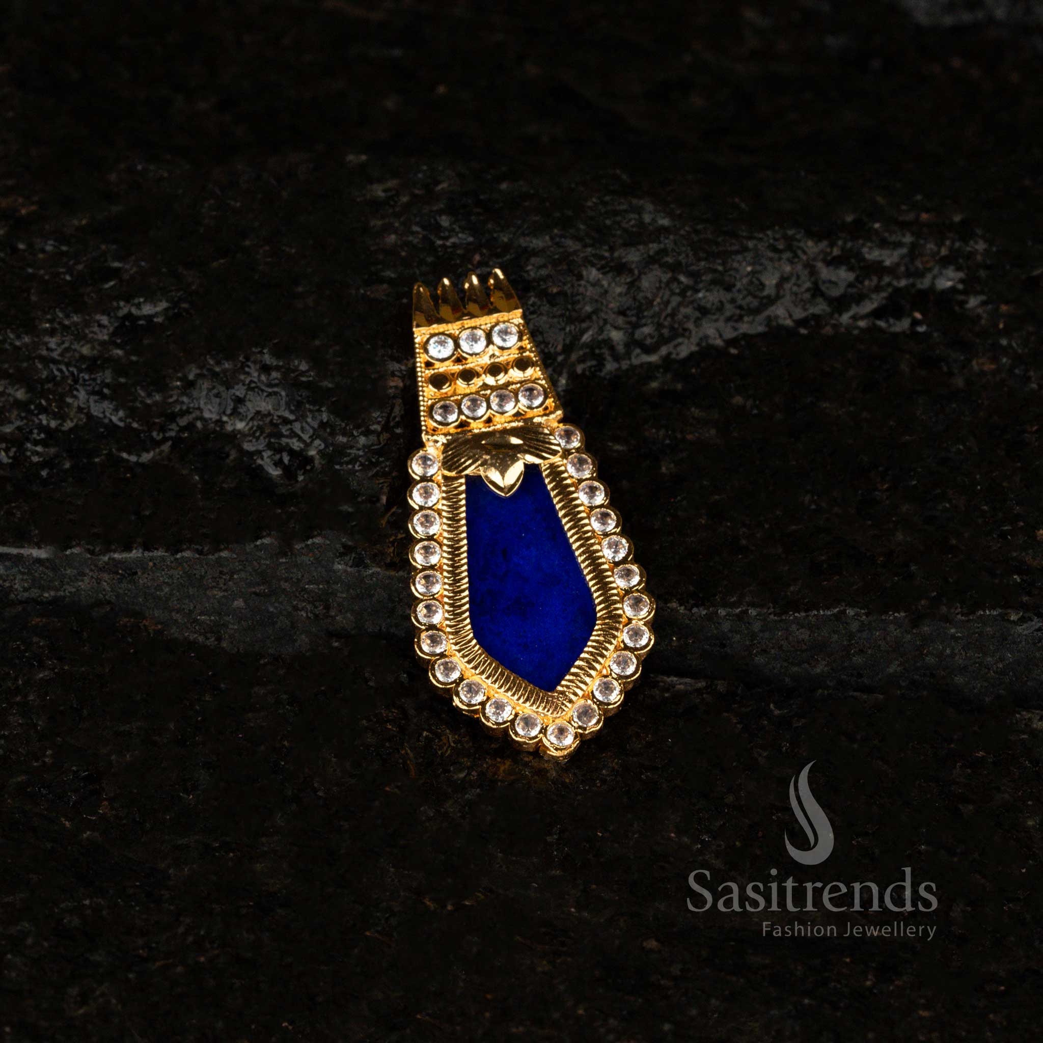 Kerala-Style One Gram Micro Gold Plated Fully AD Stone Studded Palakka Pendant – Traditional & Festive Wear - Sasitrends - Image 5