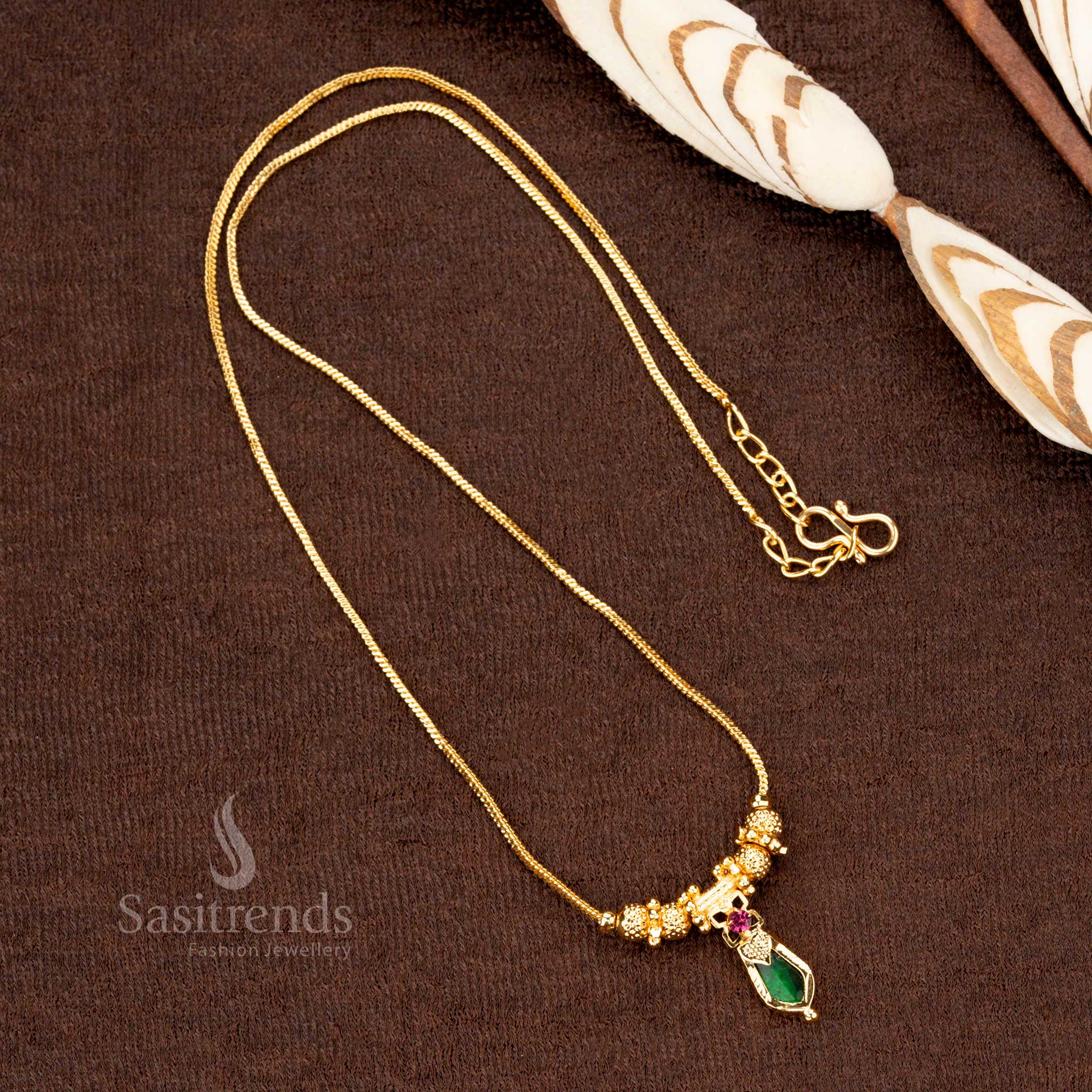 Attractive Kerala-Style Guaranteed Jewellery One Gram Micro Gold Plated Palakka, Mango And Nagapadam Necklace For Festive Wear - Sasitrends - Image 8