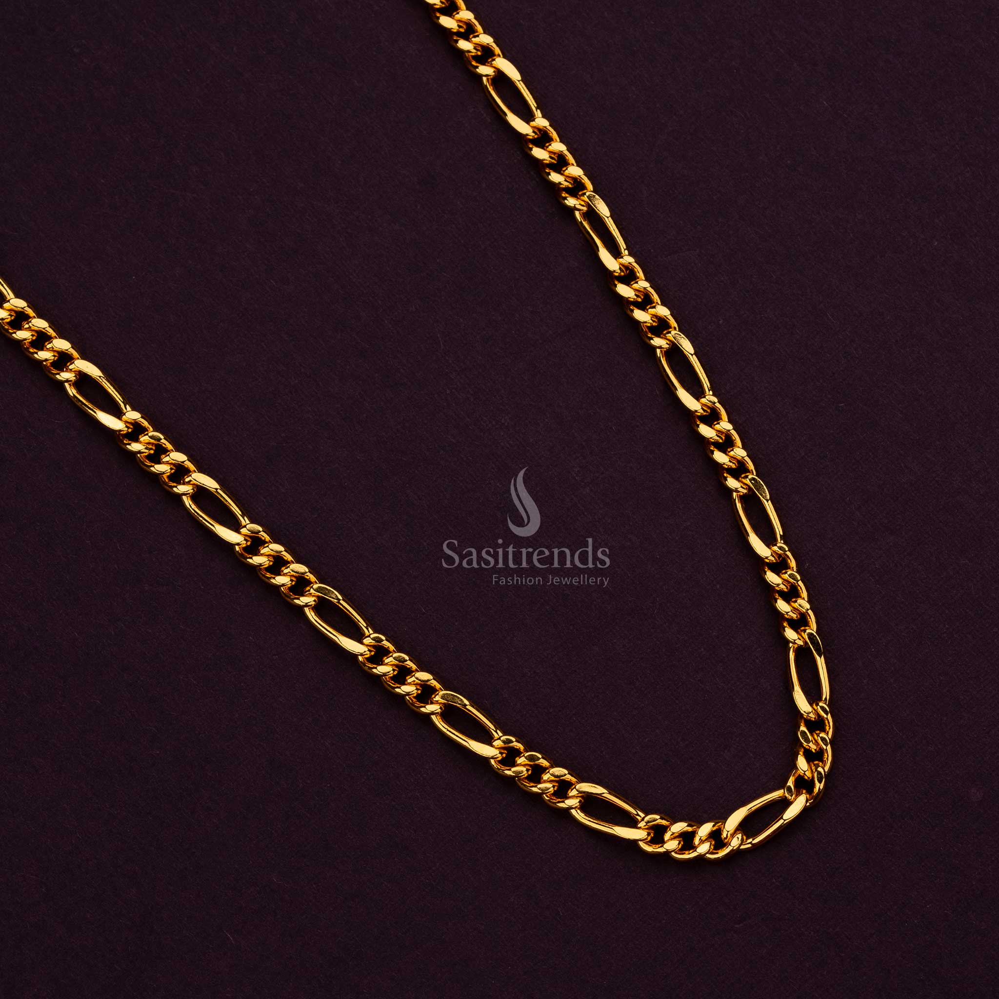 Stunning Men's Micro Gold Plated Structured Link Chain – Guaranteed One Gram Jewellery with Elegant Interlinked Design - Sasitrends - Image 6