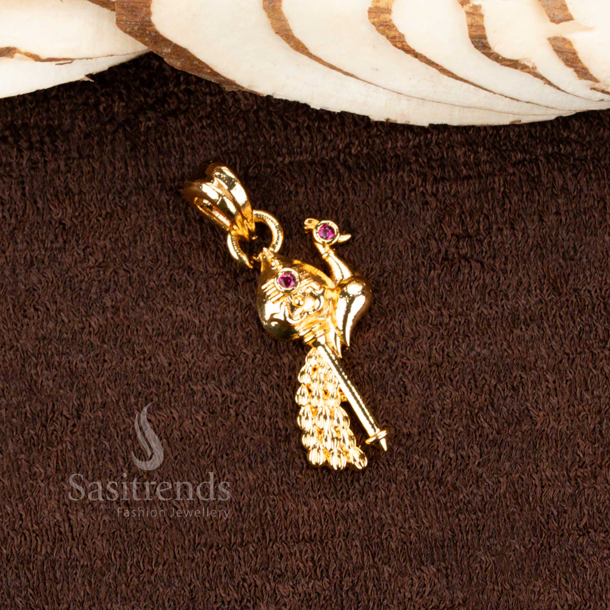 Micro Gold Plated Peacock Vel Pendant | Divine Symbolic Design | Look Like Real Gold - Sasitrends - Image 4