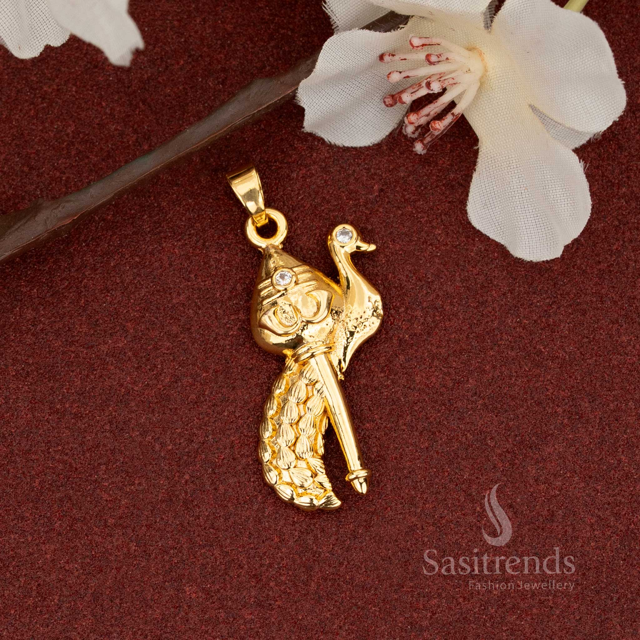 Micro Gold Plated Peacock Vel Pendant | Divine Symbolic Design | Look Like Real Gold - Sasitrends - Image 6