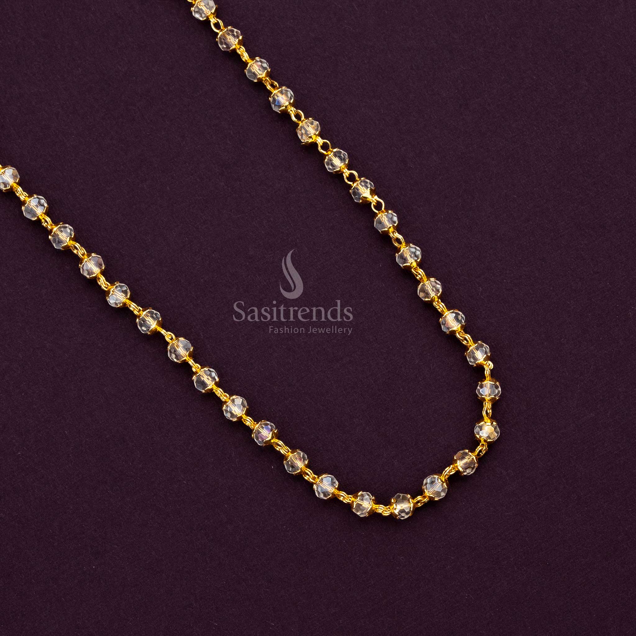 Gorgeous 24 Carat Gold Micro Gold Plated Elegant Crystal Bead Chains - Sasitrends - Image 2
