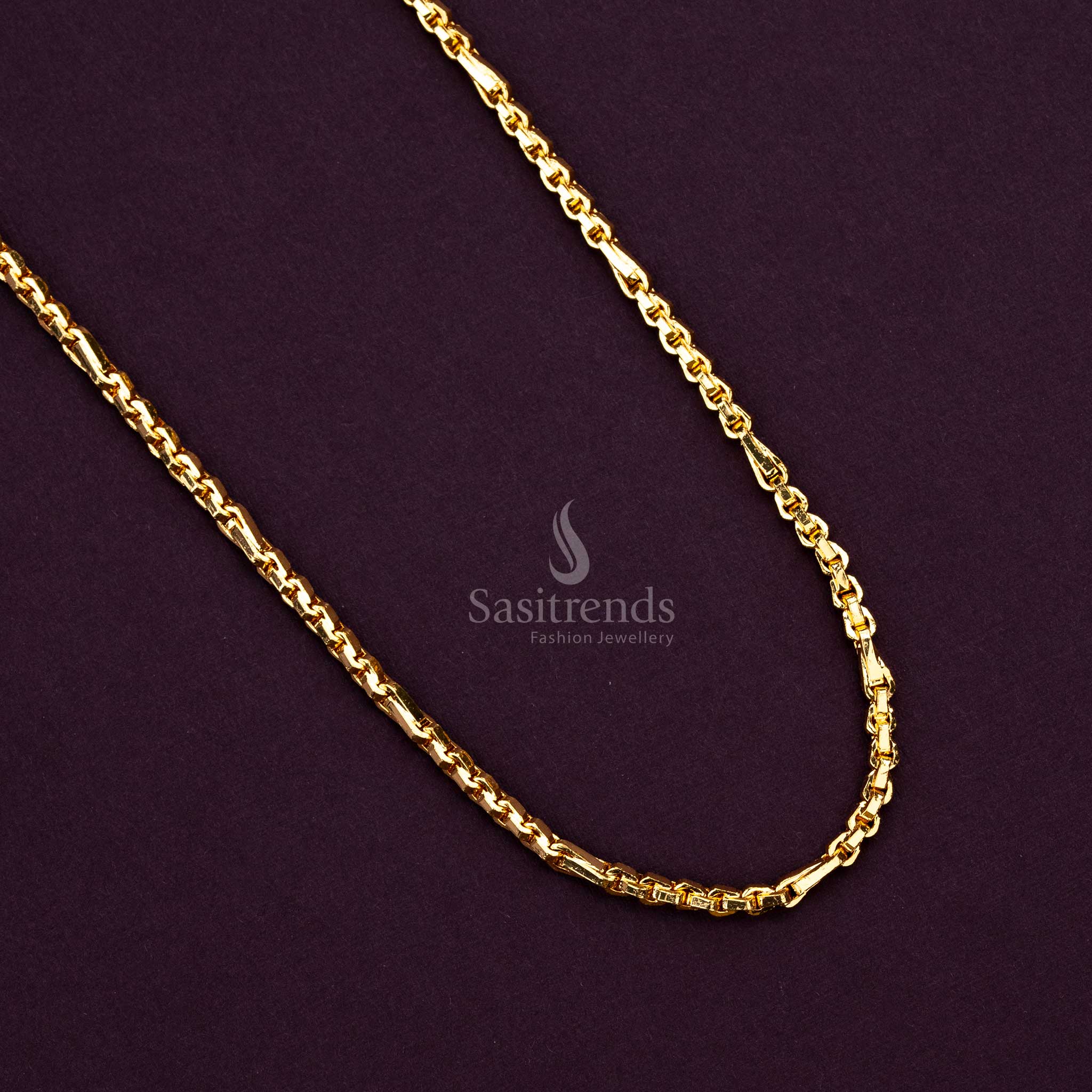 24 Carat Pure Gold Micro Gold Plated Designer Box Chains – One Gram Jewellery with Elegant Pattern, Guaranteed to Look Like Real Gold - Sasitrends - Image 2