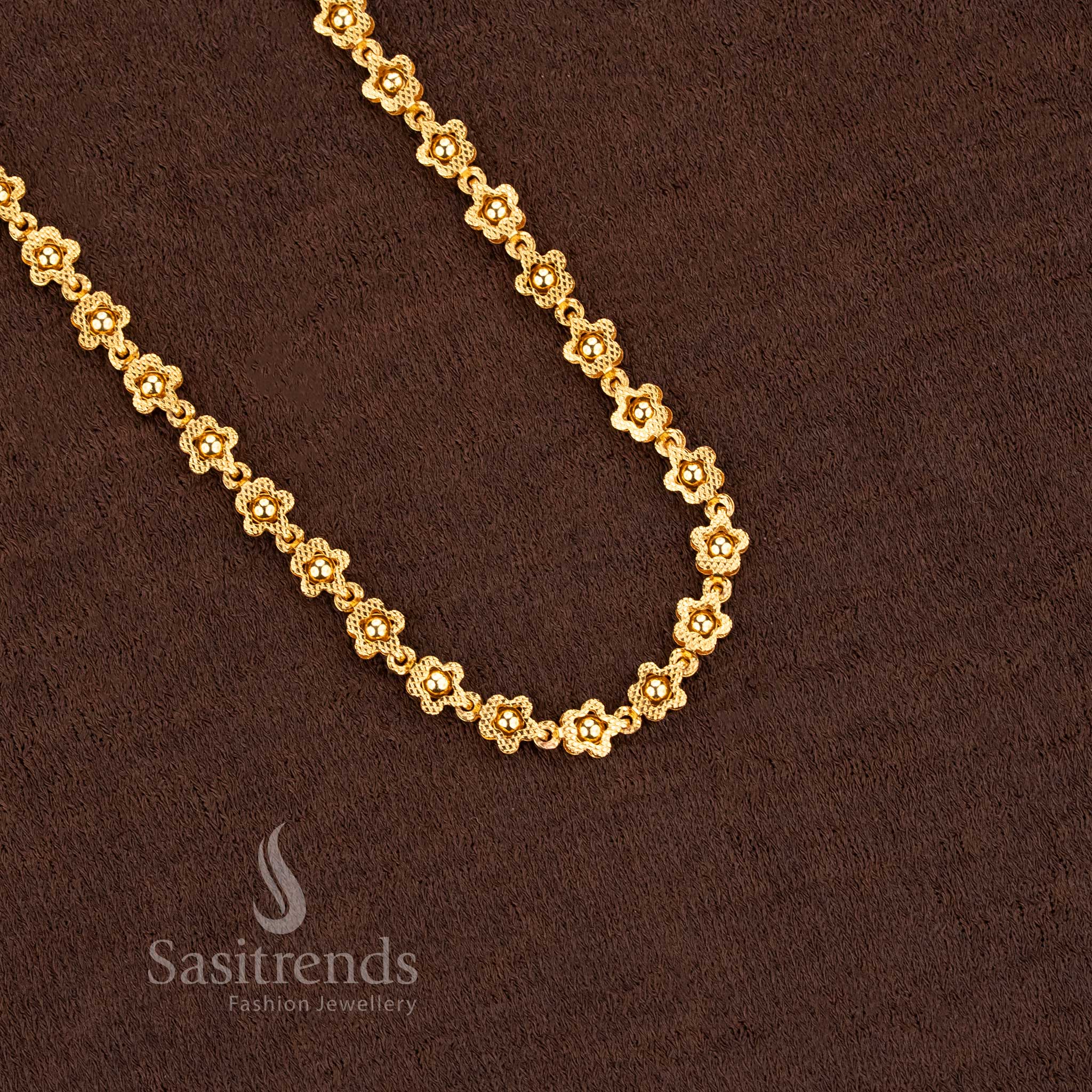 Elegant 24 Carat Pure Gold Micro Gold Plated Floral Pearl Beaded Chains – Traditional & Festive Wear - Sasitrends - Image 9
